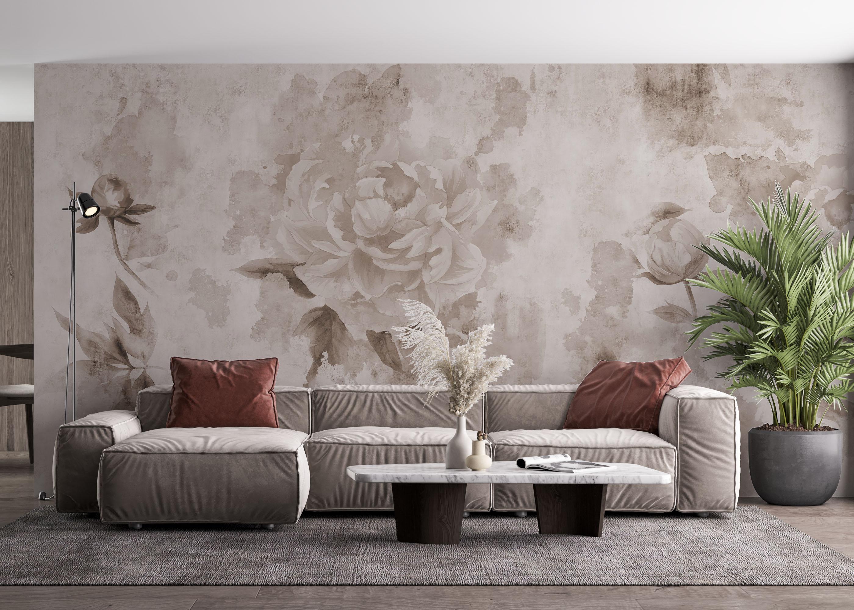 Fototapete Vintage Peonies mockup 4