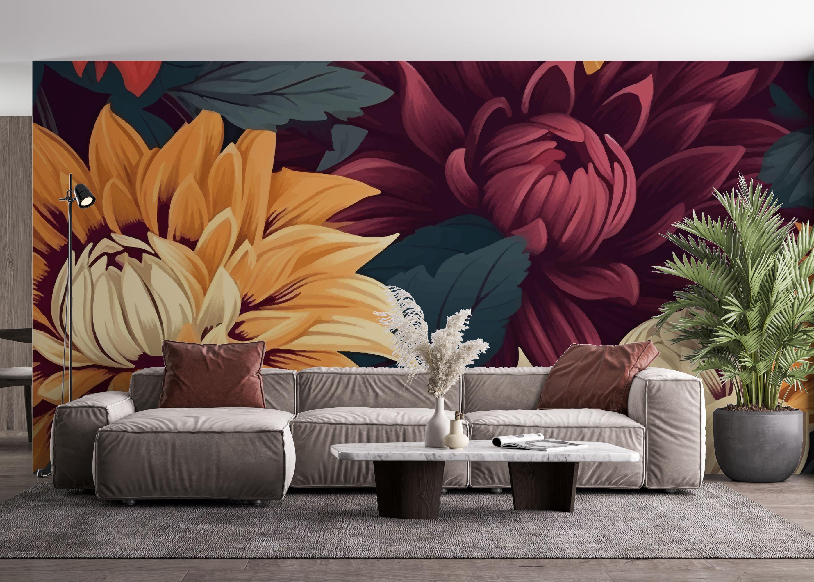 Fototapete Yellow Cream Flower mockup 4