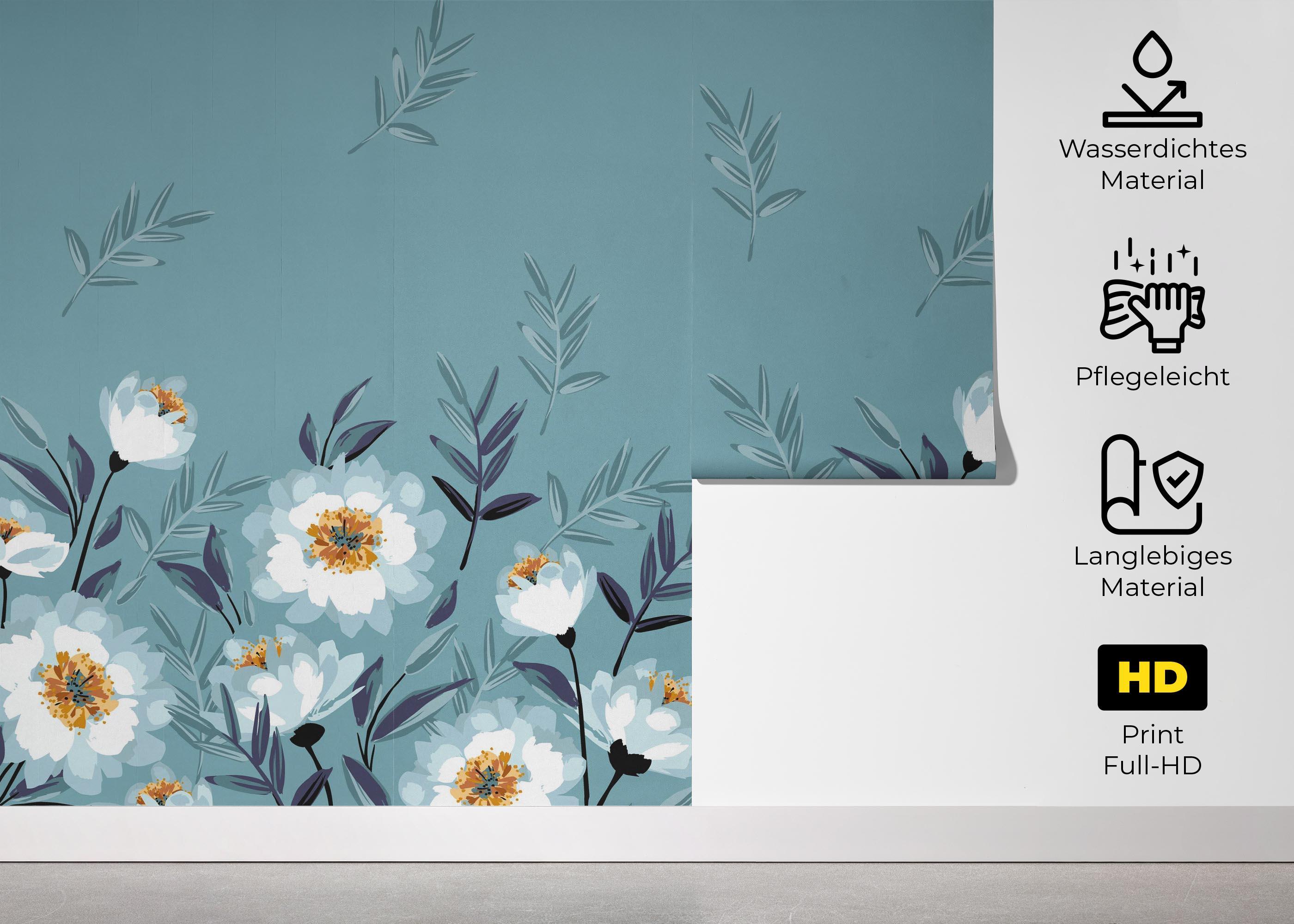 Fototapete Baby Blue Flower mockup 5