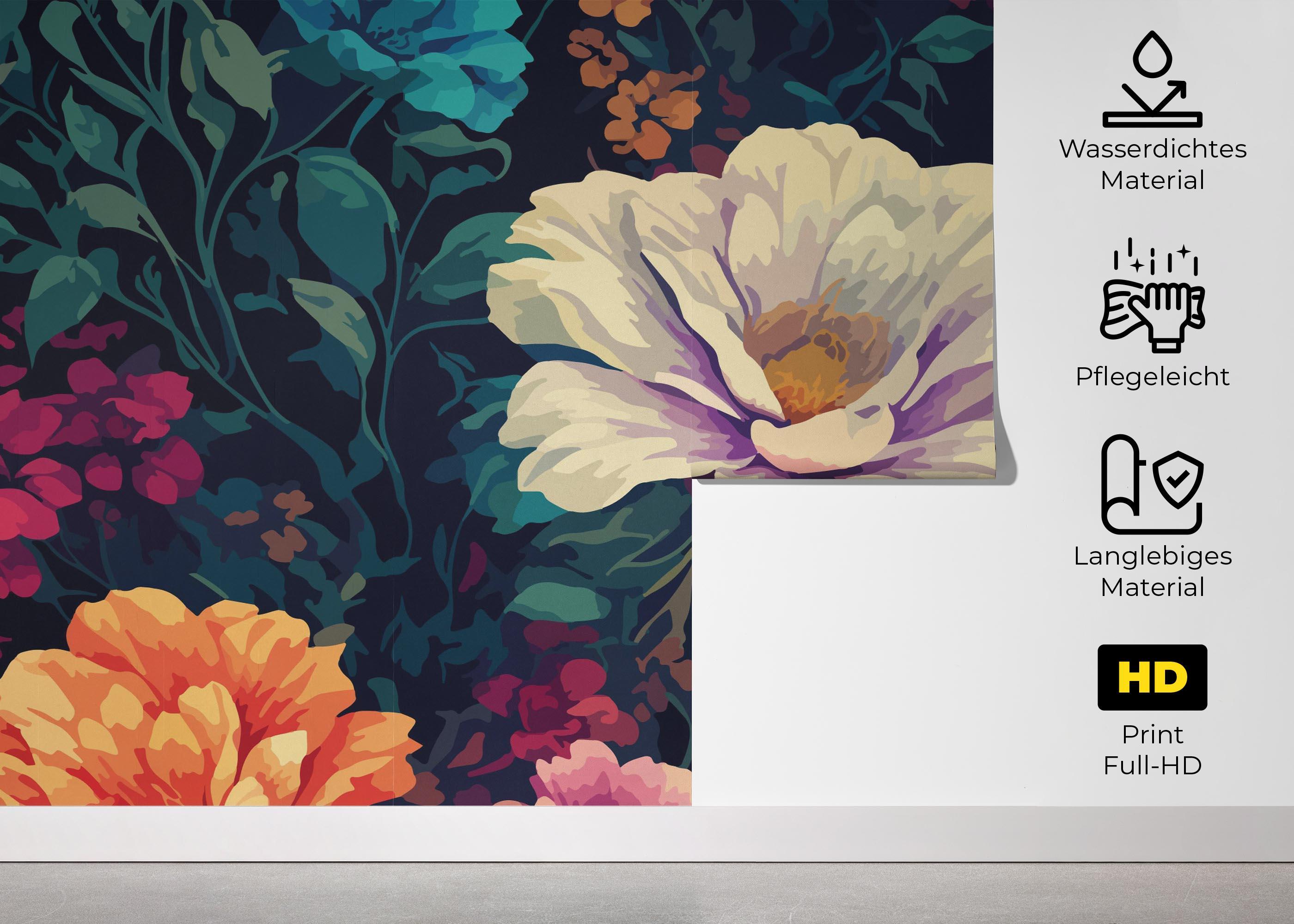 Fototapete Colorful Flowers Art mockup 5