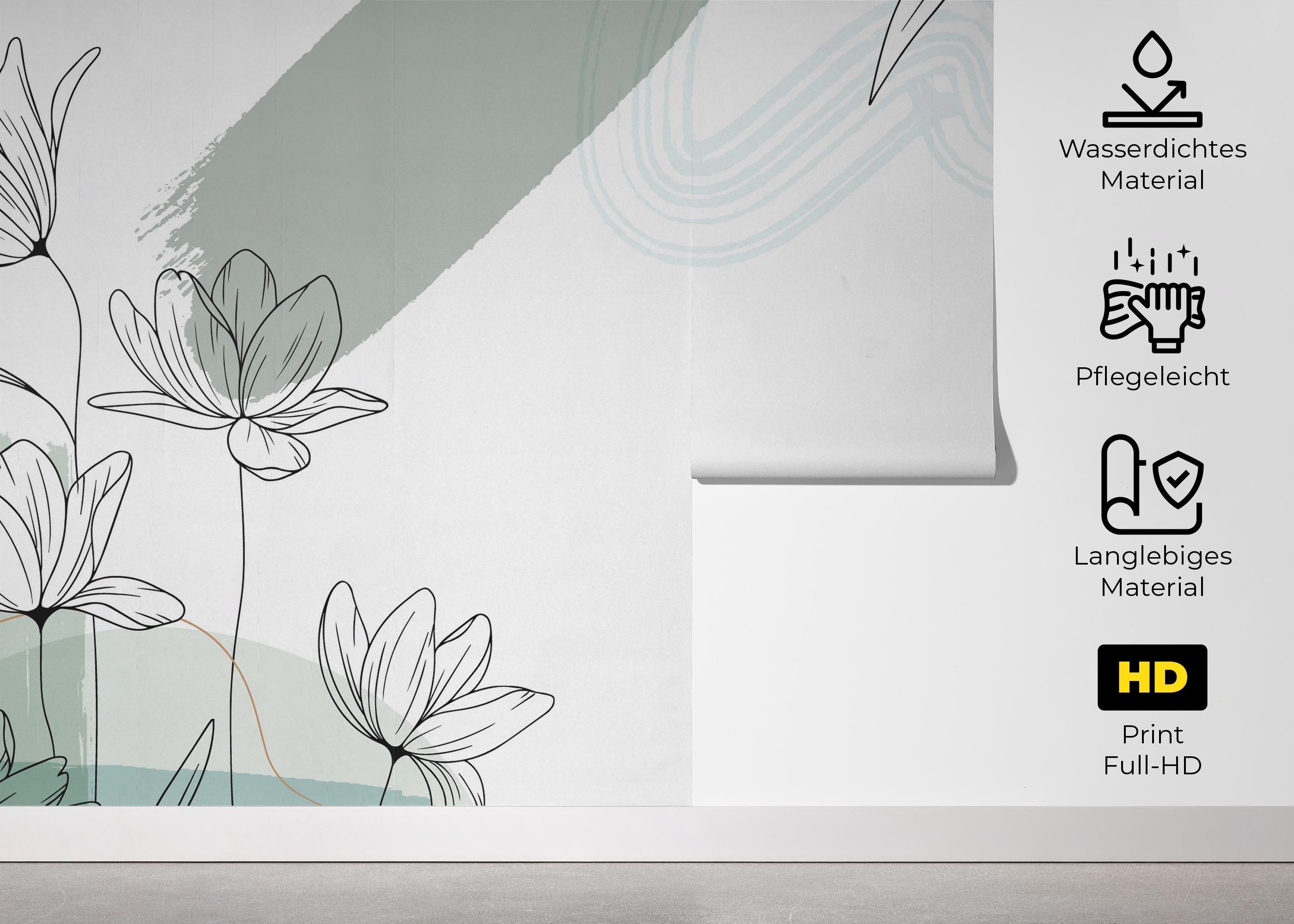 Fototapete Green Flower Wall mockup 5