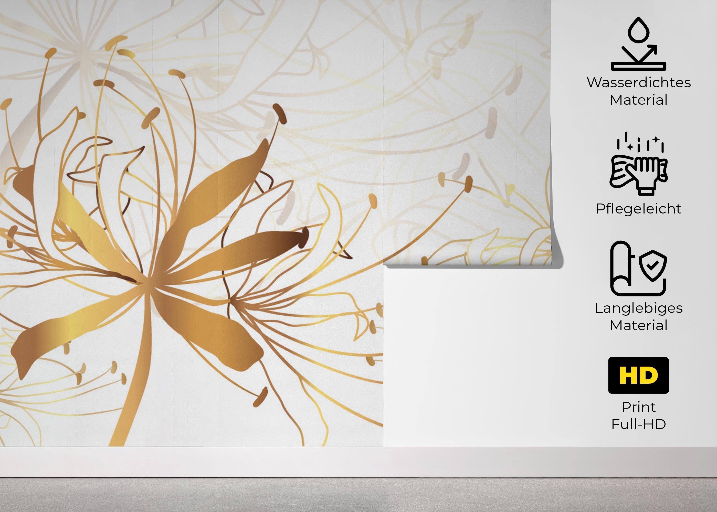 Fototapete Luxury Gold Floral mockup 5