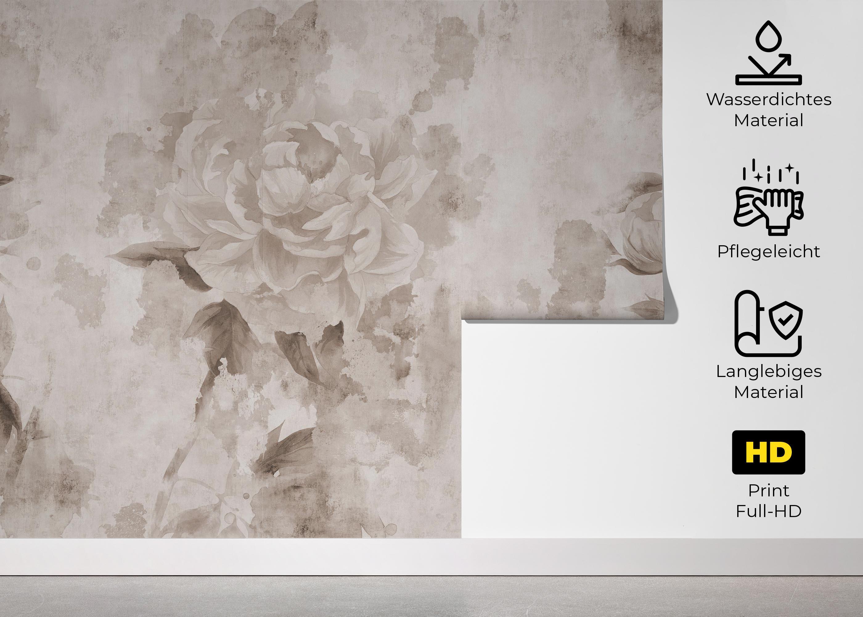 Fototapete Vintage Peonies mockup 5