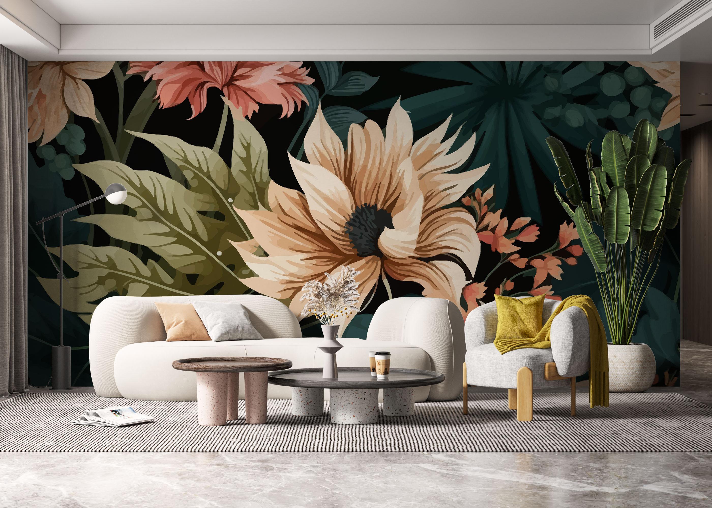 Fototapete Beautiful Cream Flower mockup 6