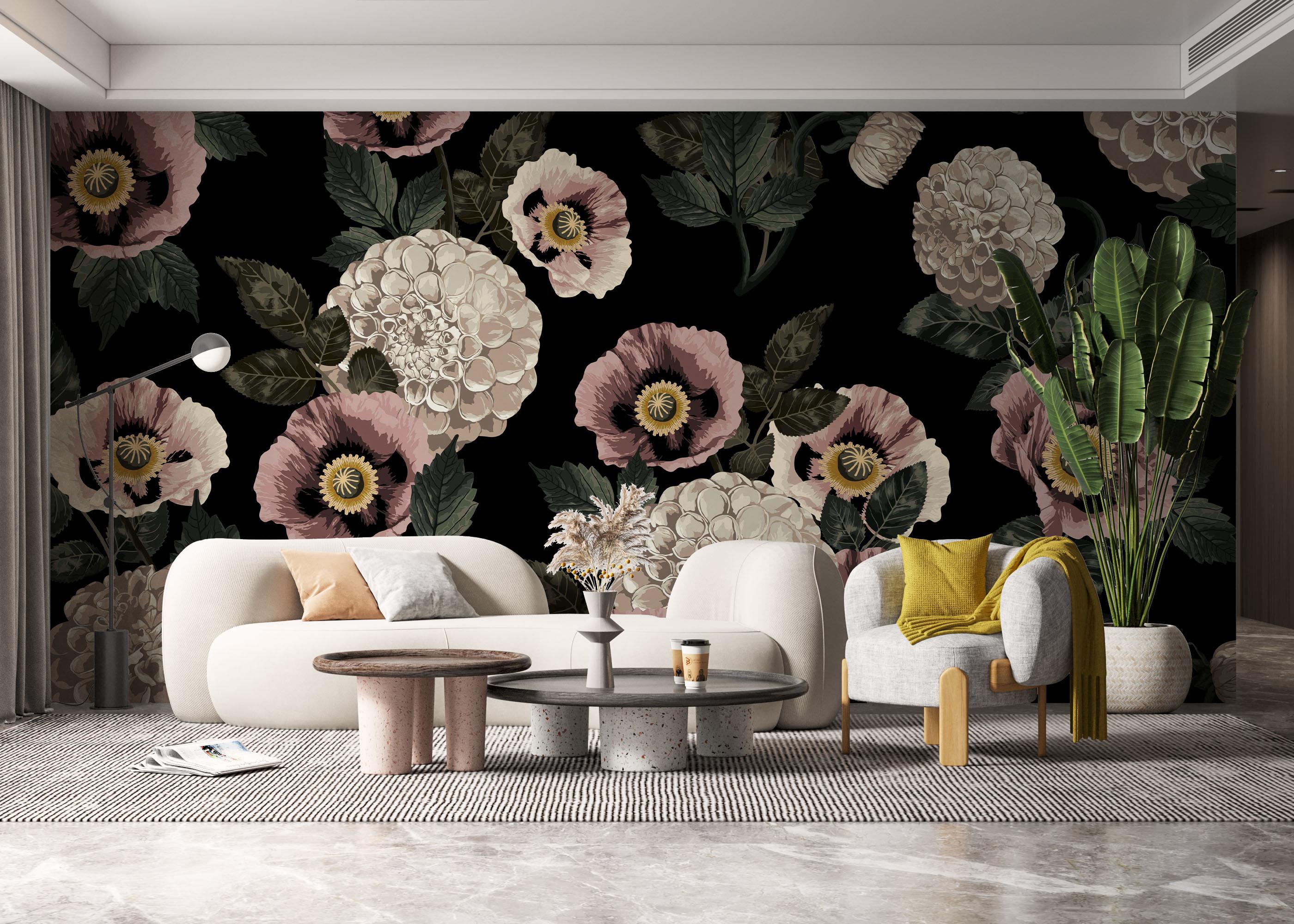 Fototapete Black Pink Poppy mockup 6