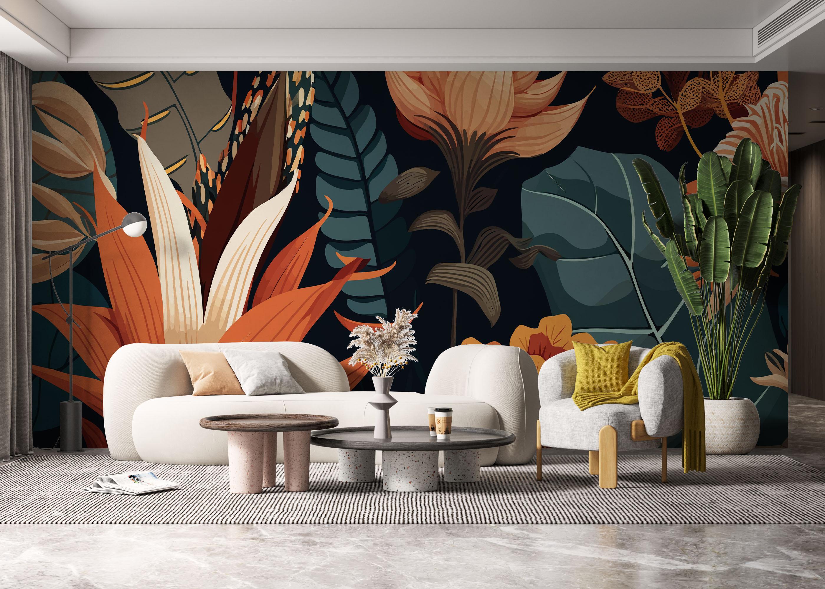 Fototapete Brown Orange Plants mockup 6