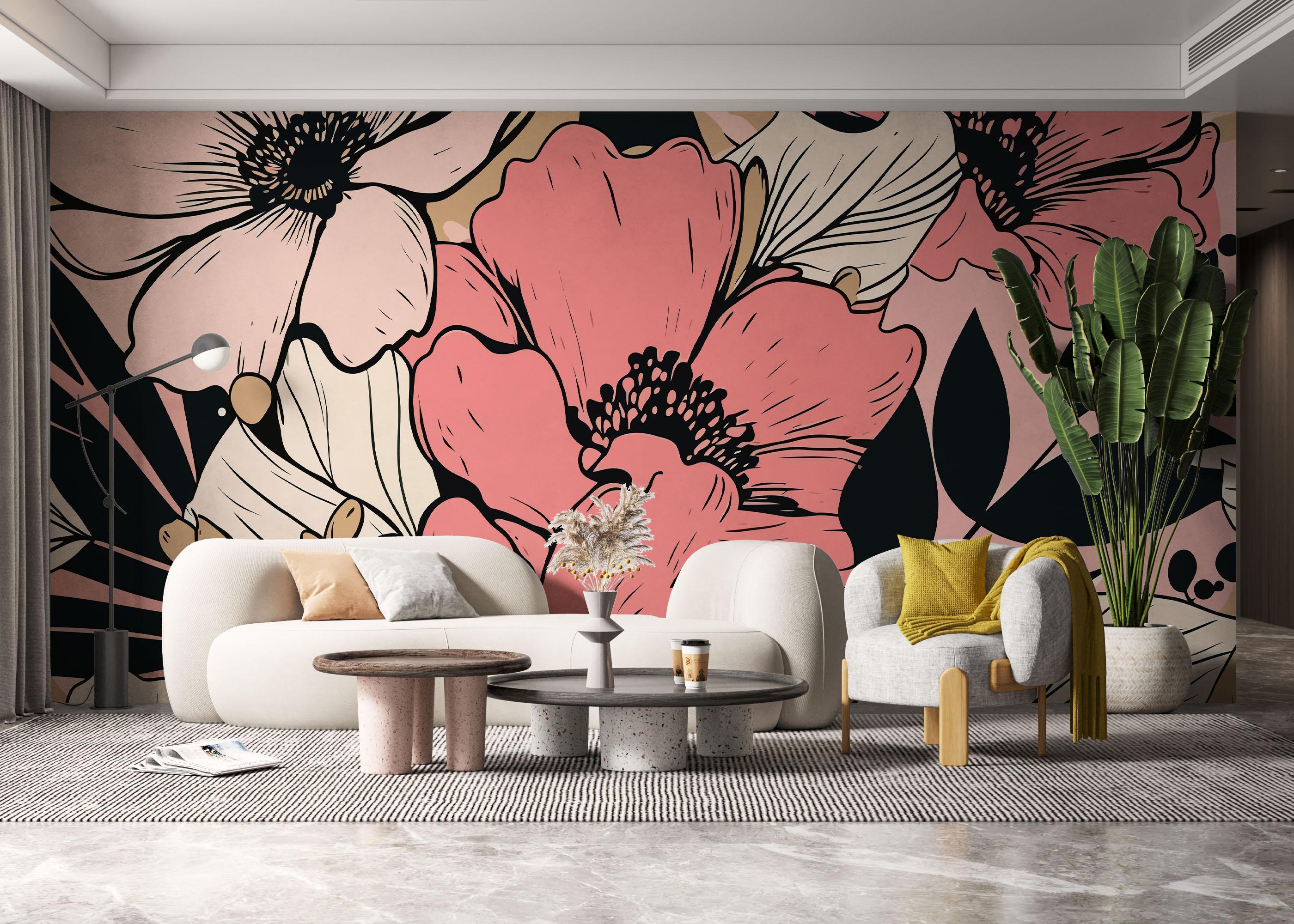 Fototapete Close Pink Flower mockup 6