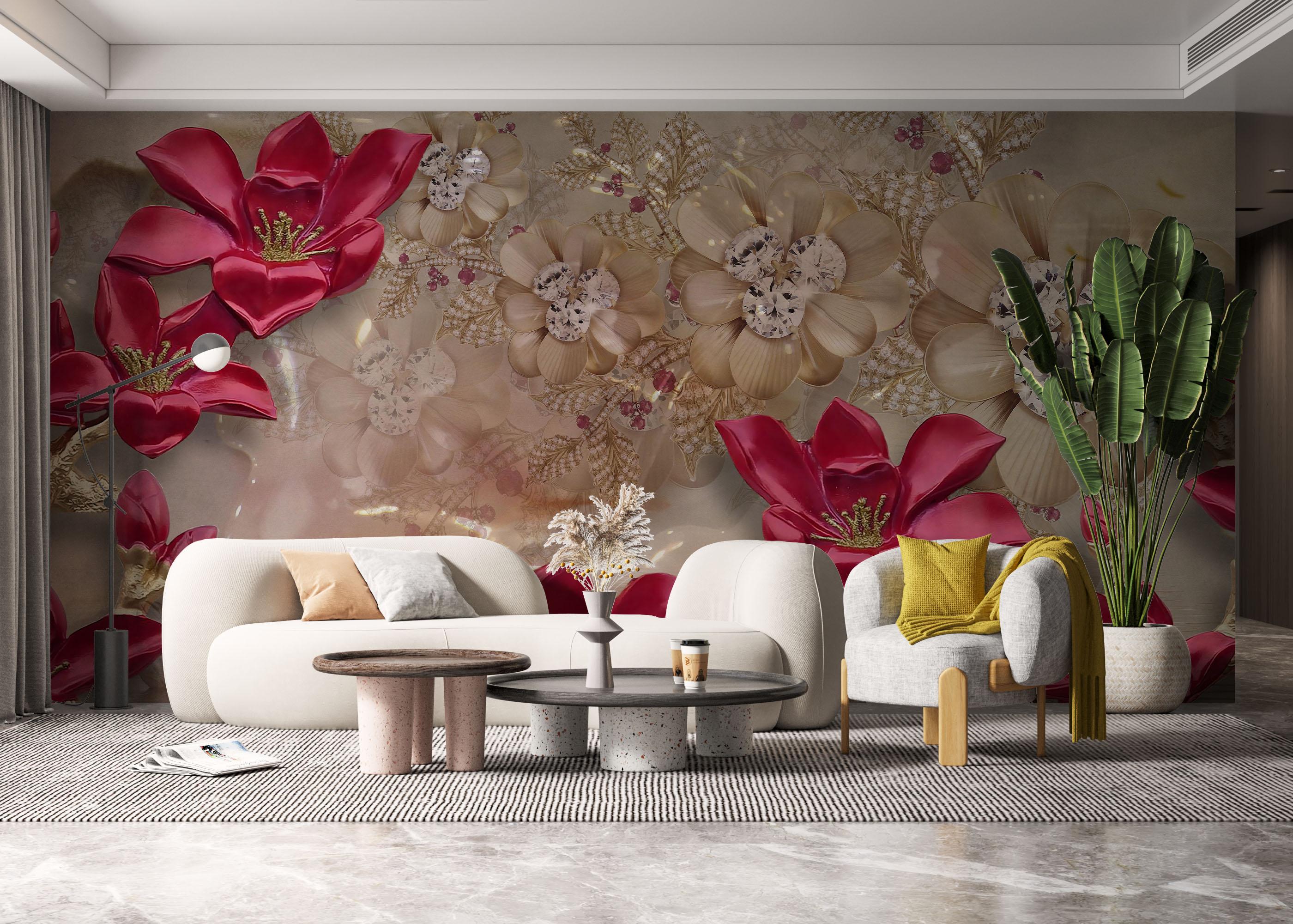 Fototapete Diamond Flowers mockup 6