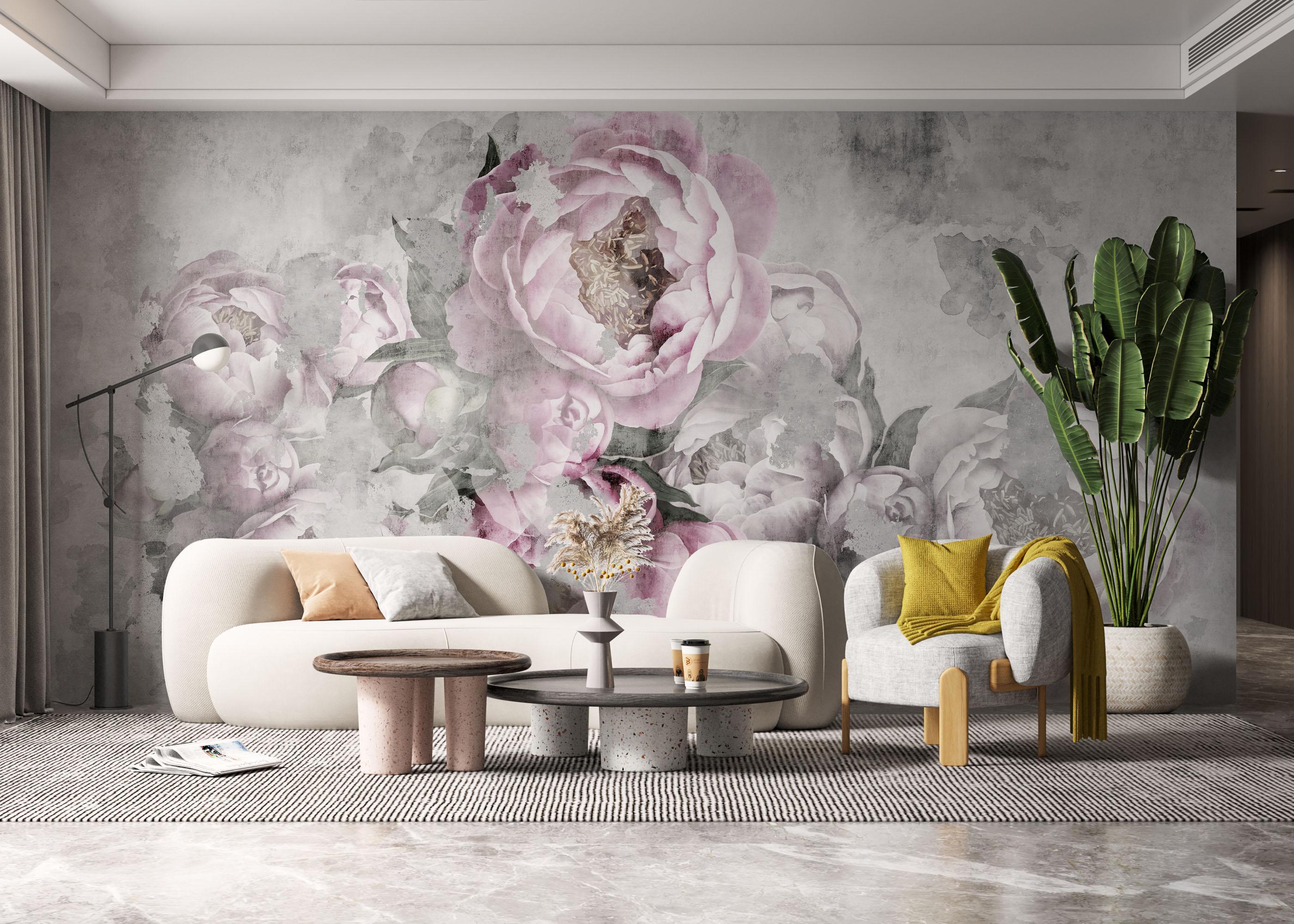 Fototapete Faded Peonies mockup 6