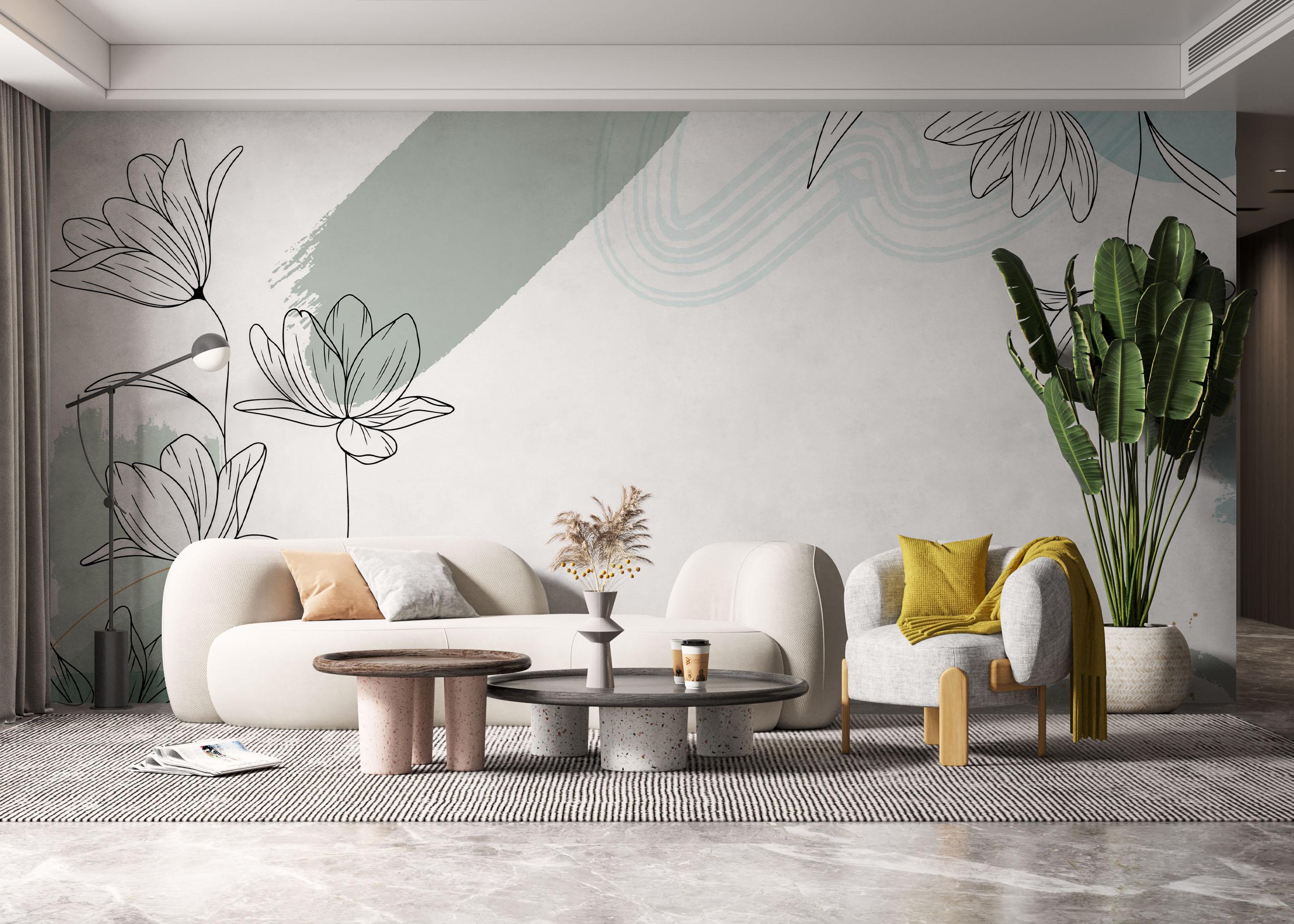 Fototapete Green Flower Wall mockup 6