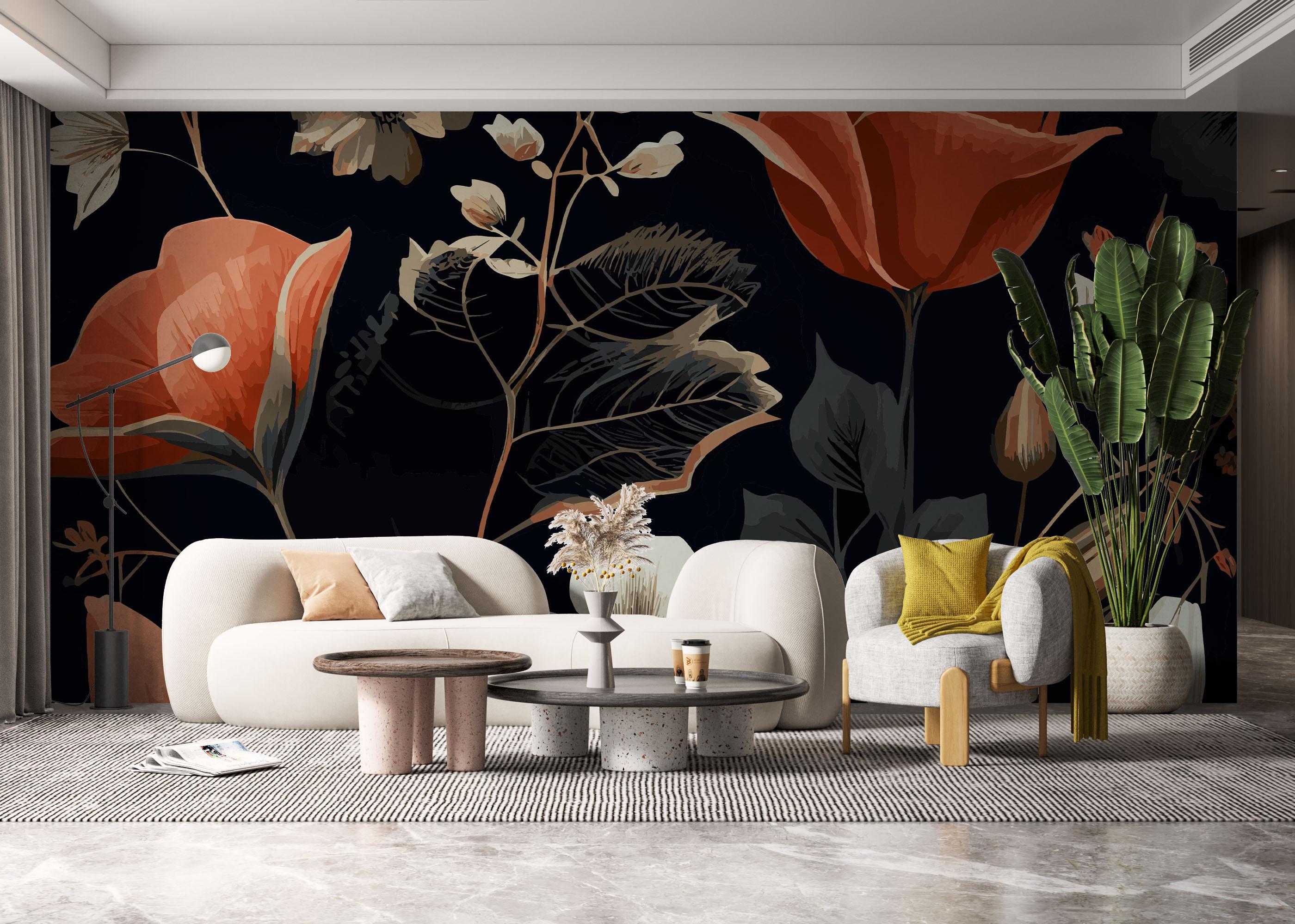 Fototapete Grey Leaf Tulip mockup 6