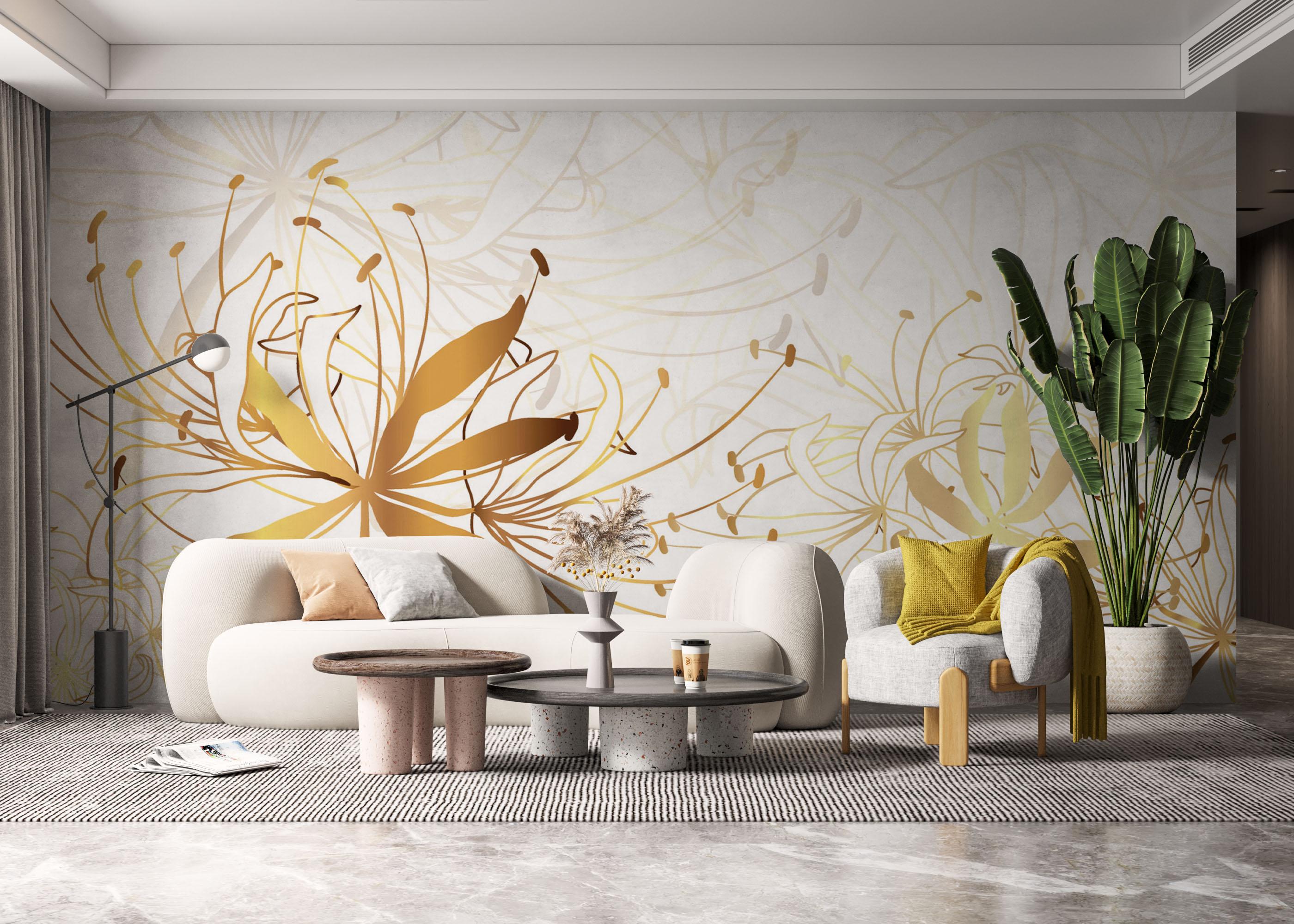Fototapete Luxury Gold Floral mockup 6
