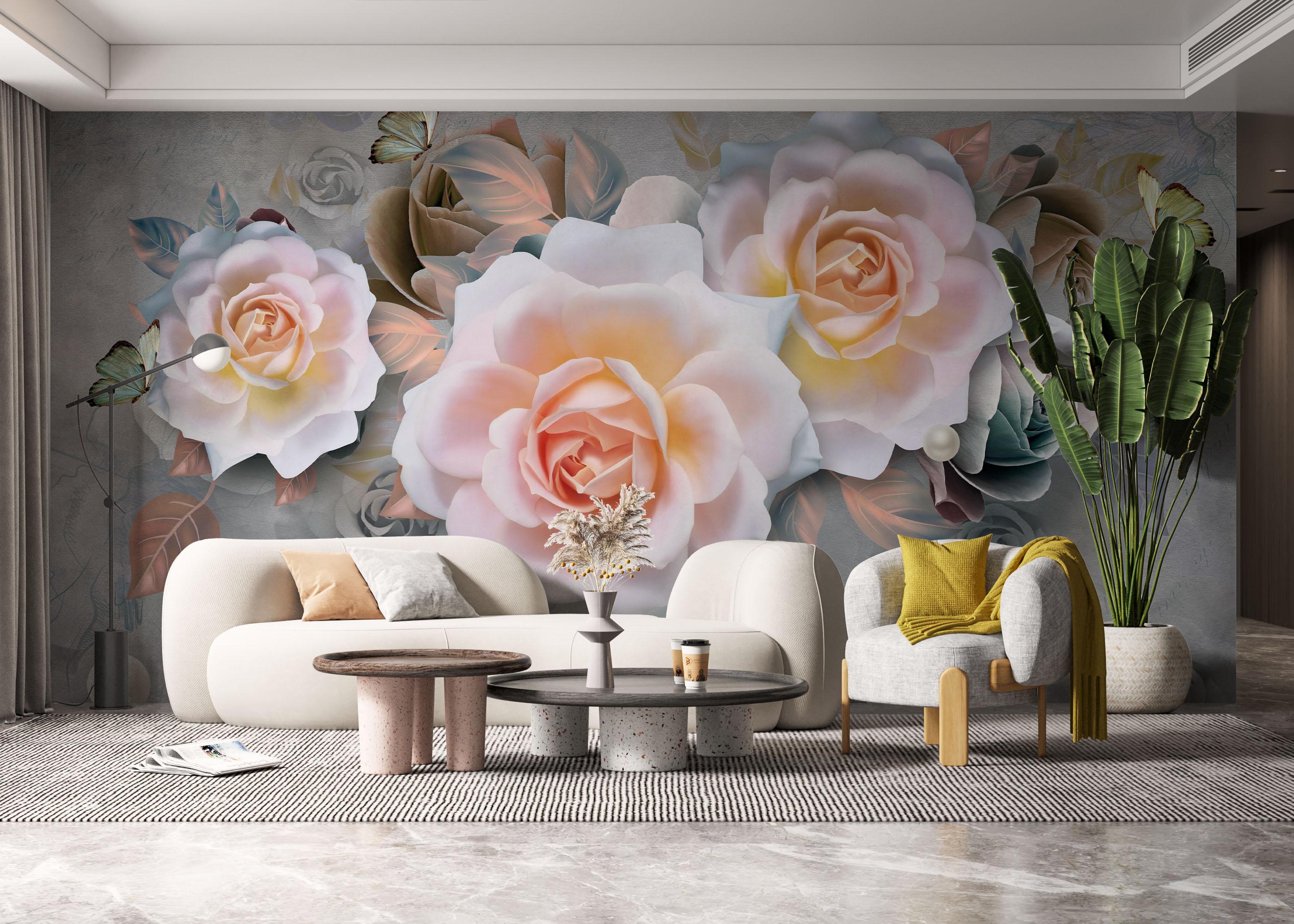 Fototapete Marzipan Rose mockup 6