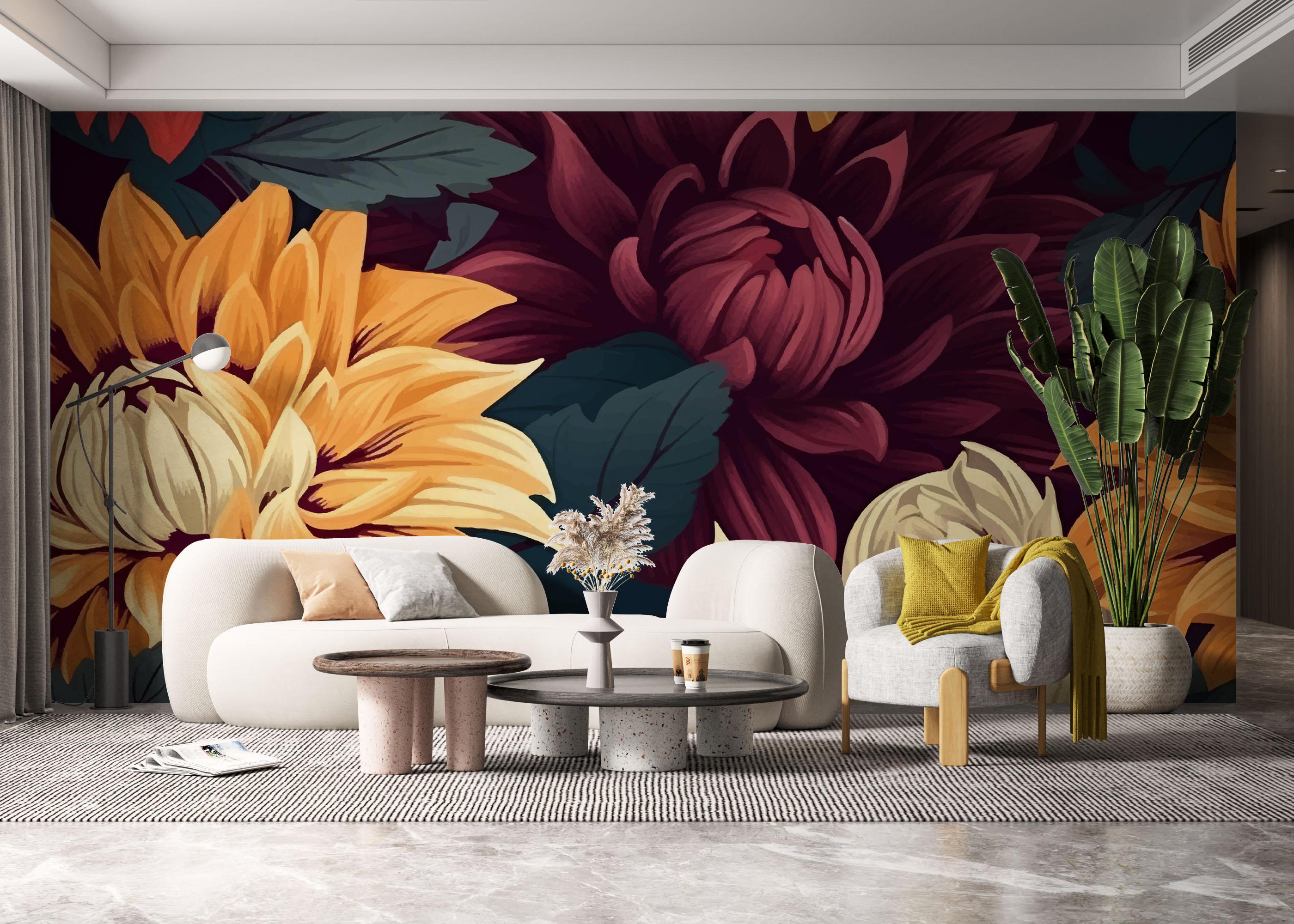 Fototapete Yellow Cream Flower mockup 6