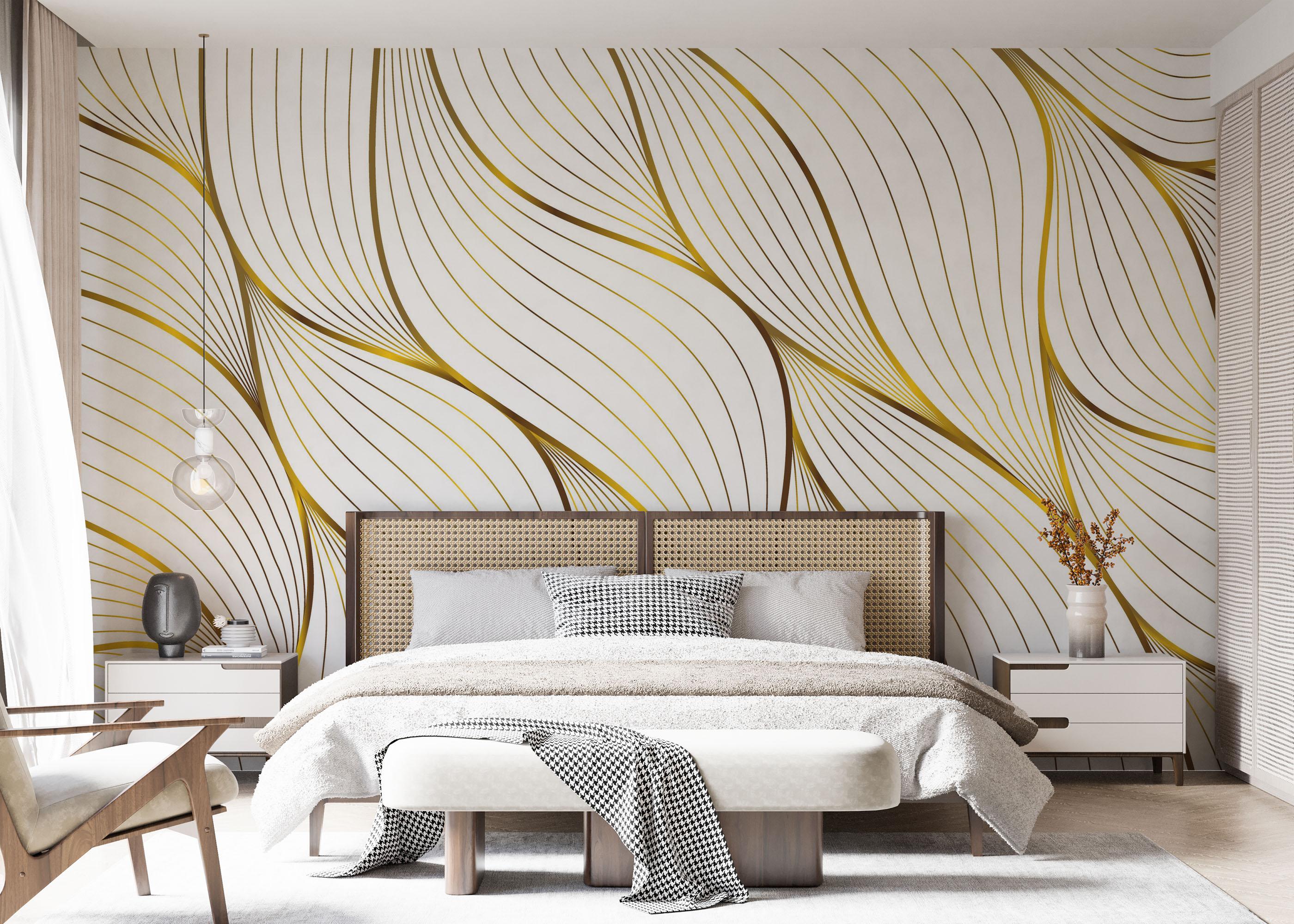 Fototapete Abstract Gold Leaves mockup 7