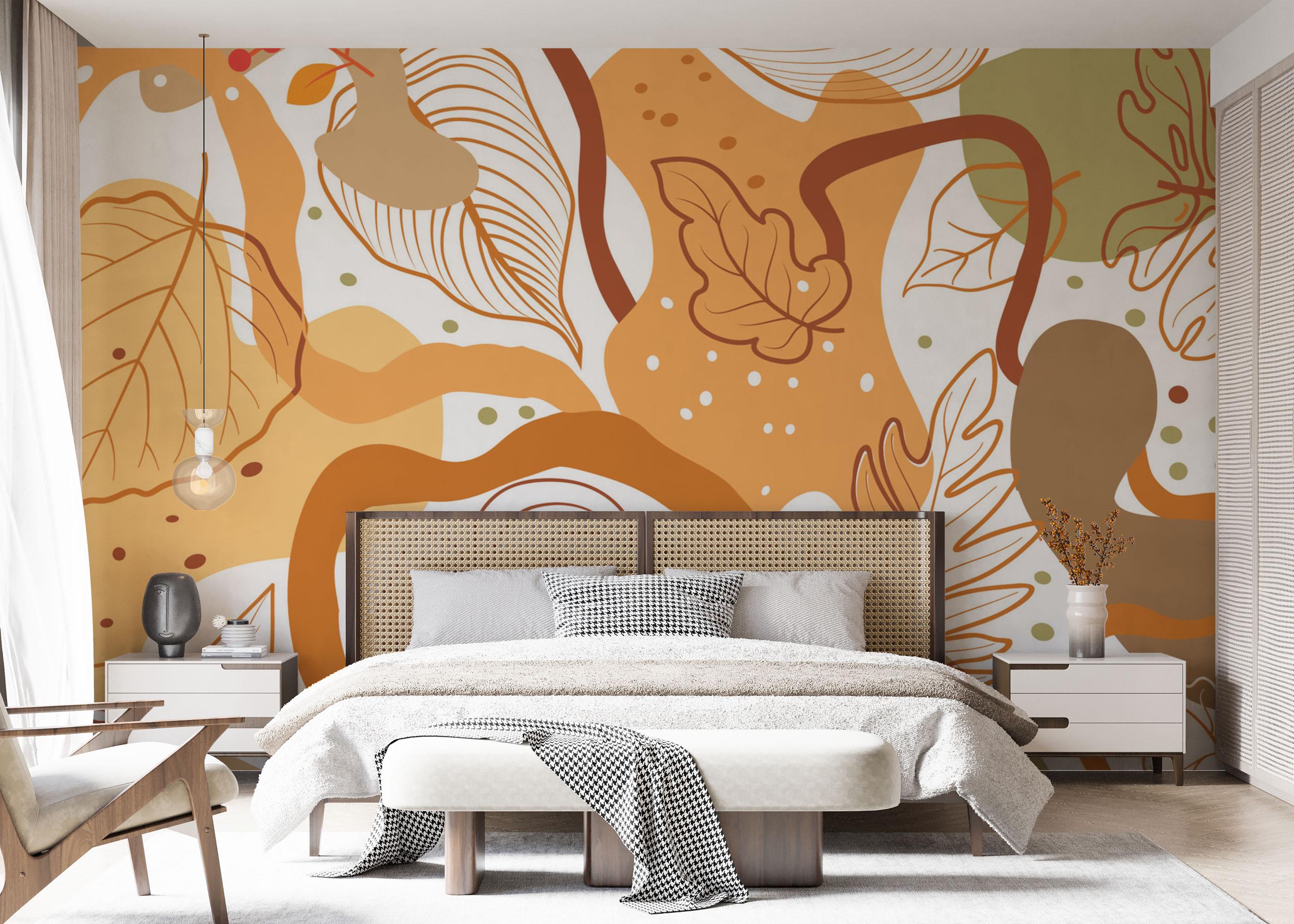 Fototapete Autumn Leaf Pattern mockup 7