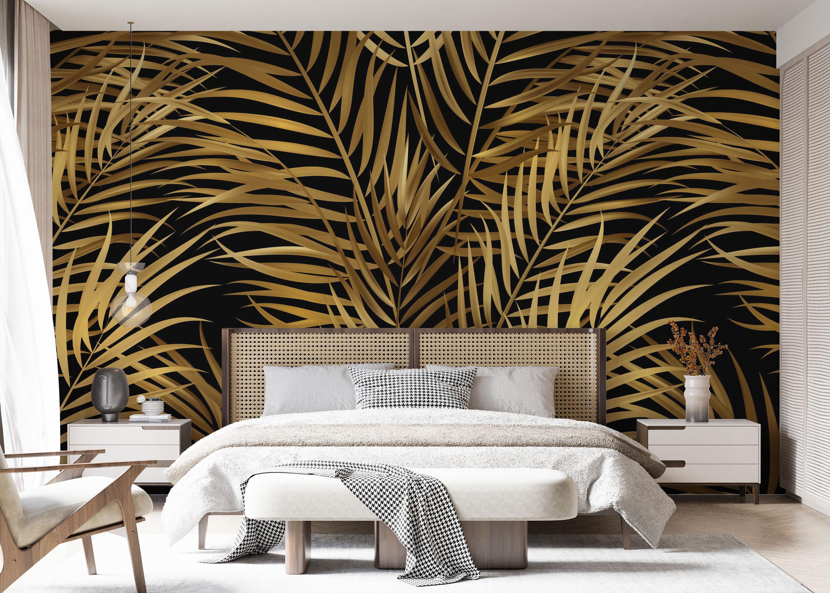 Fototapete Black Yellow Leaves mockup 7