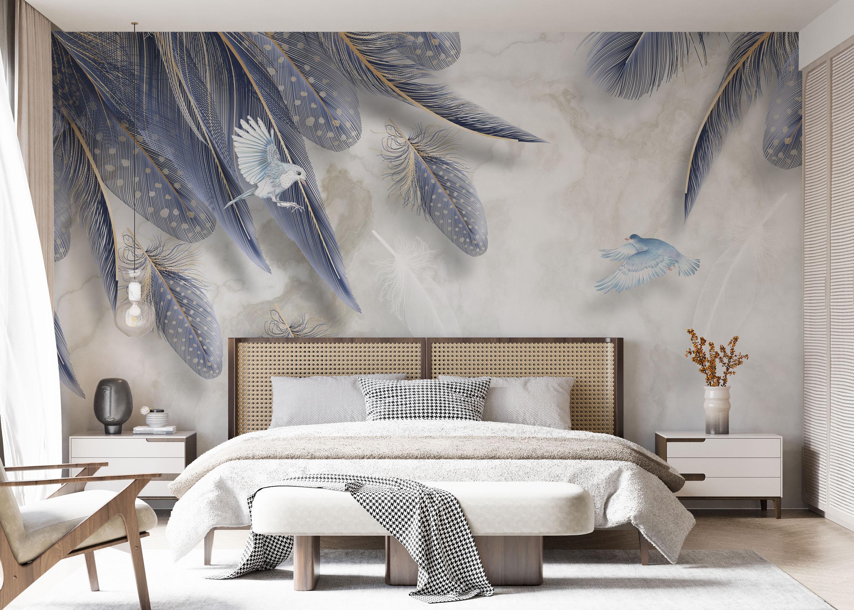 Fototapete Blue Feather mockup 7