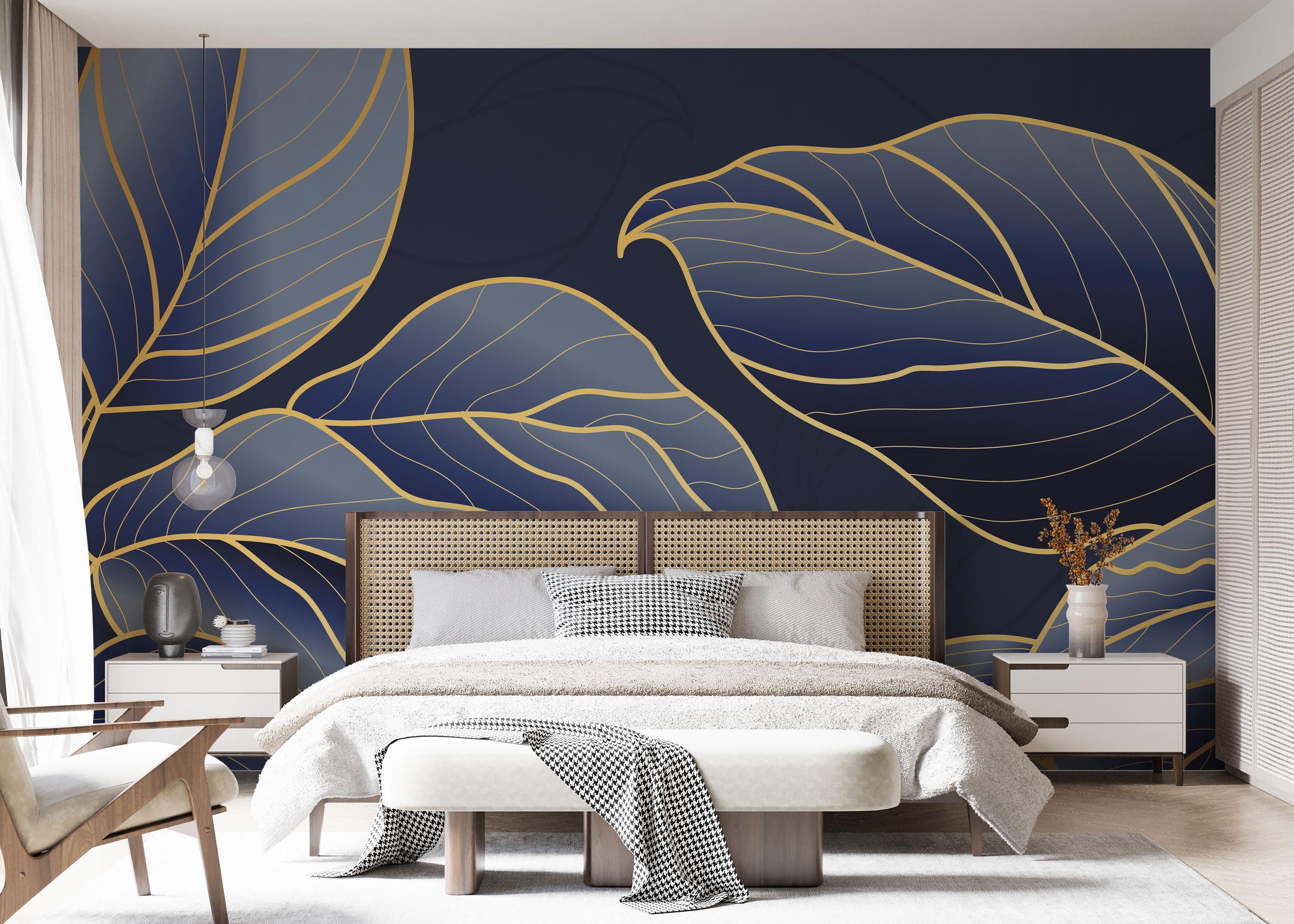 Fototapete Blue Line Art mockup 7