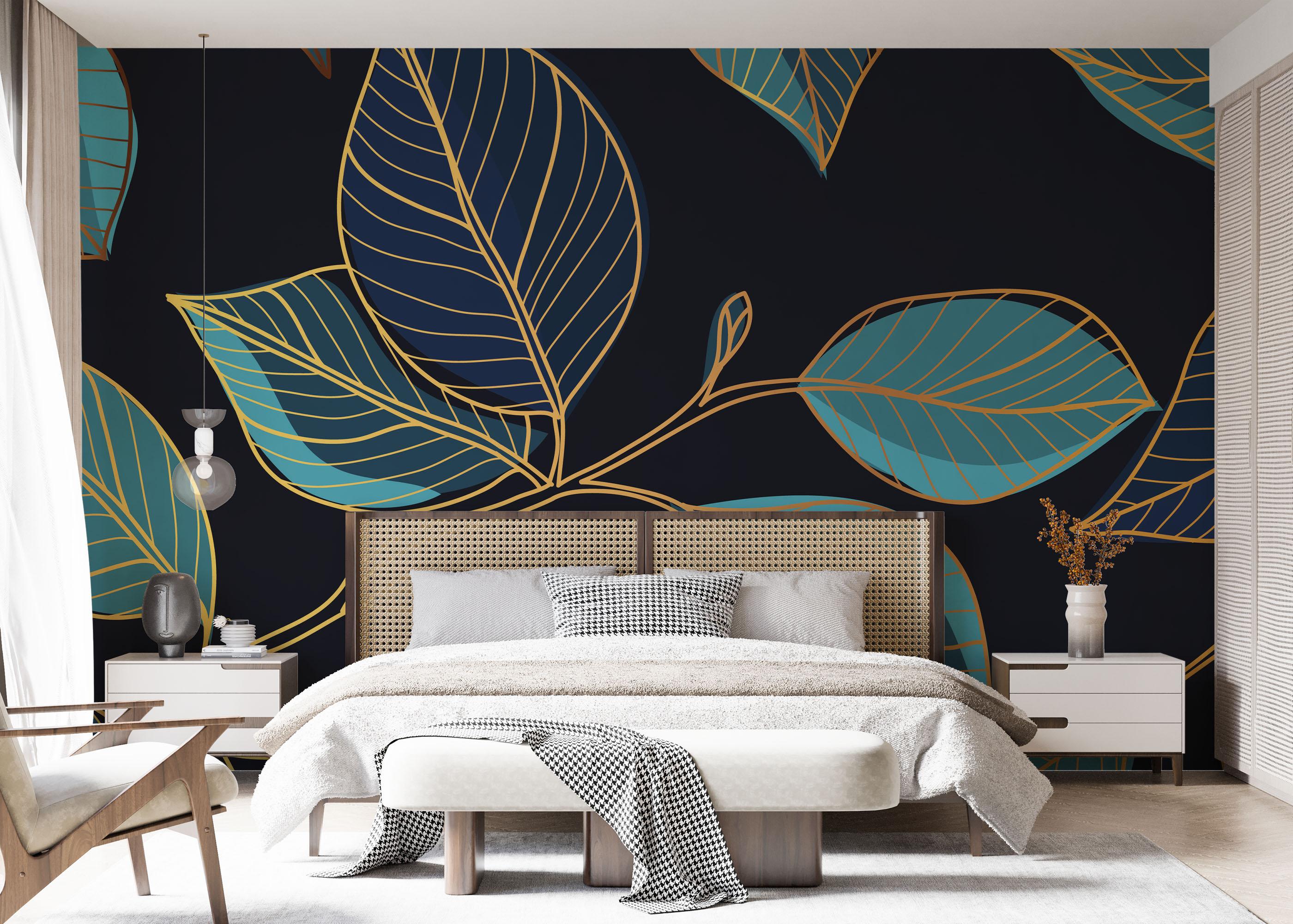 Fototapete Blue Shades Leaves mockup 7