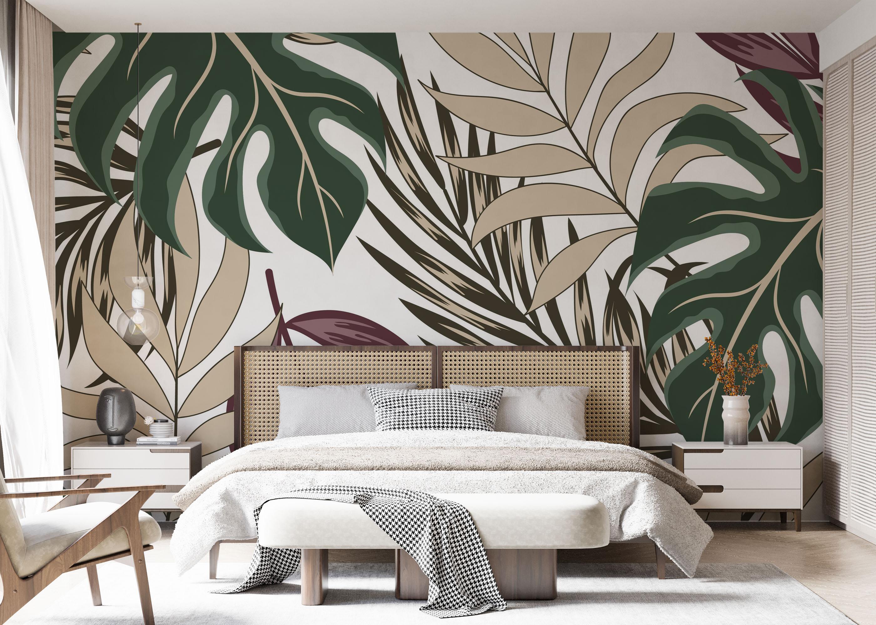 Fototapete Burgundy Green Leaf mockup 7