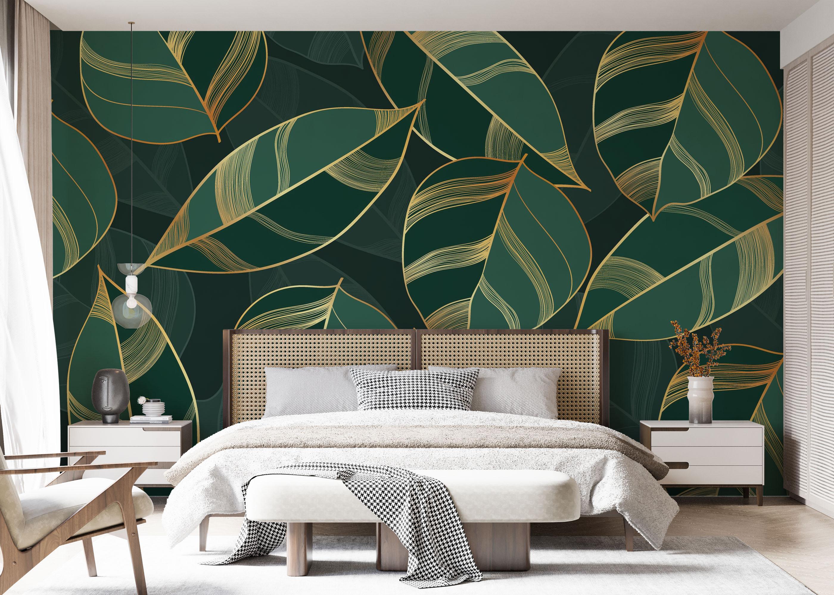 Fototapete Circle Green Leaves mockup 7