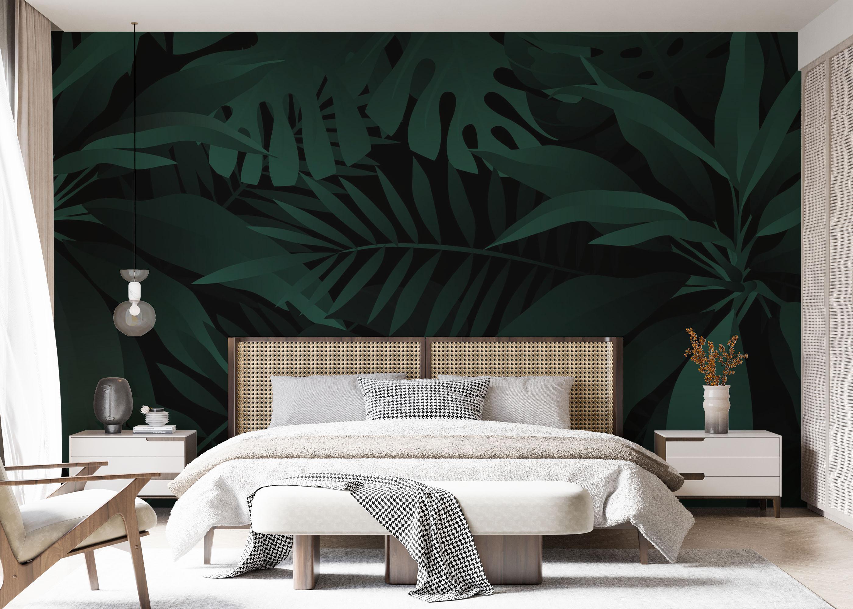 Fototapete Dark Green Leaves mockup 7