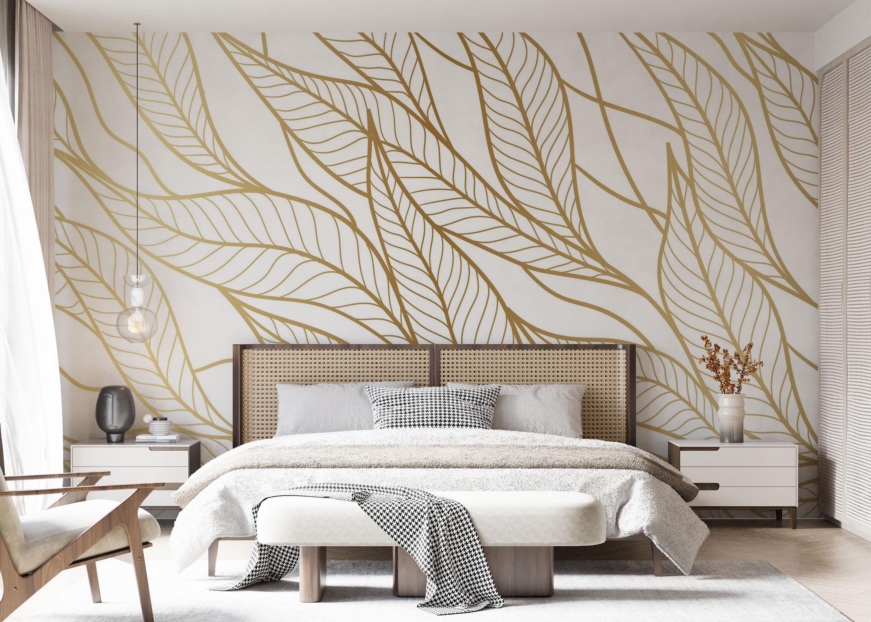 Fototapete Flying Gold Leaves mockup 7