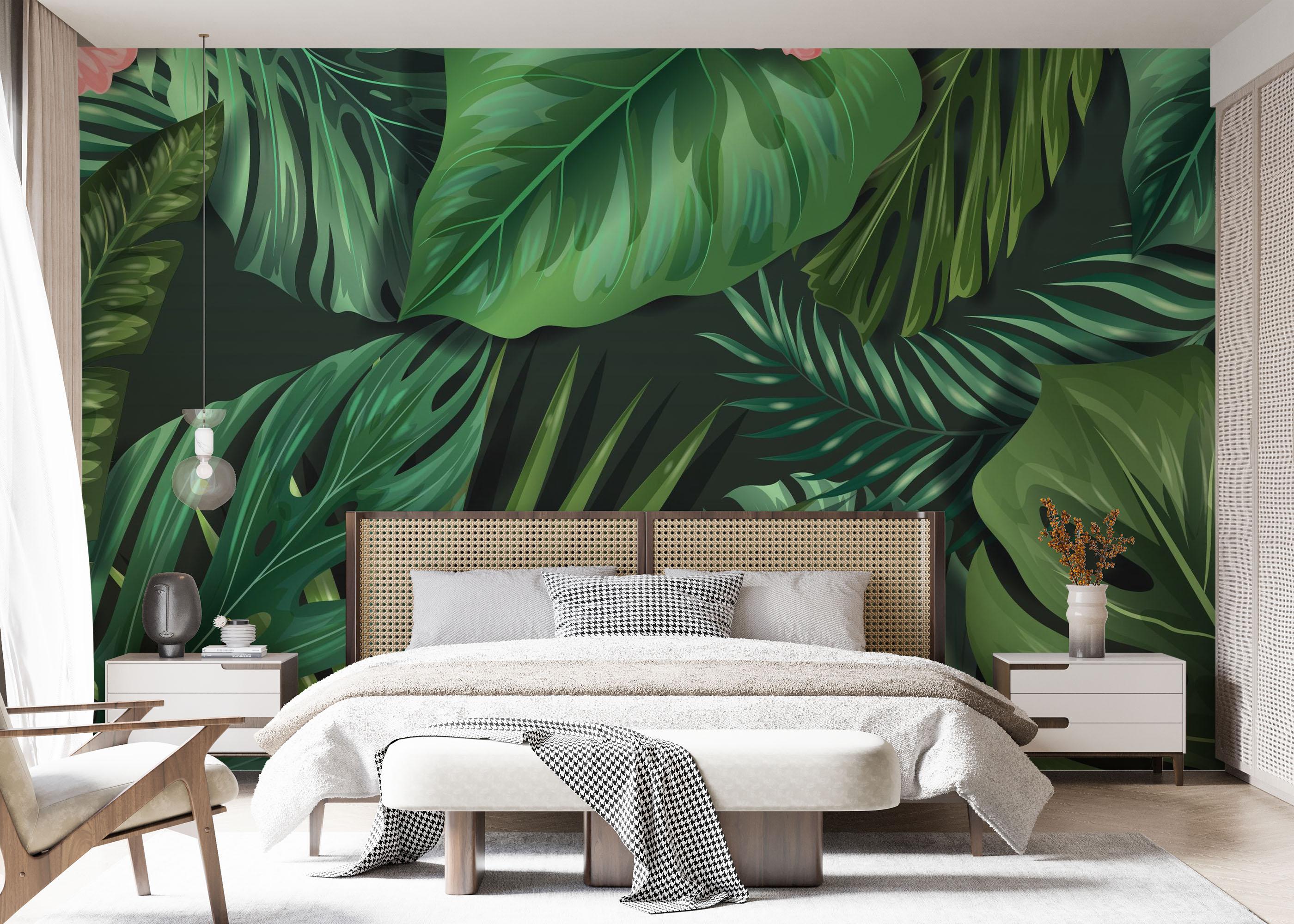 Fototapete Leaves Pink Plant mockup 7