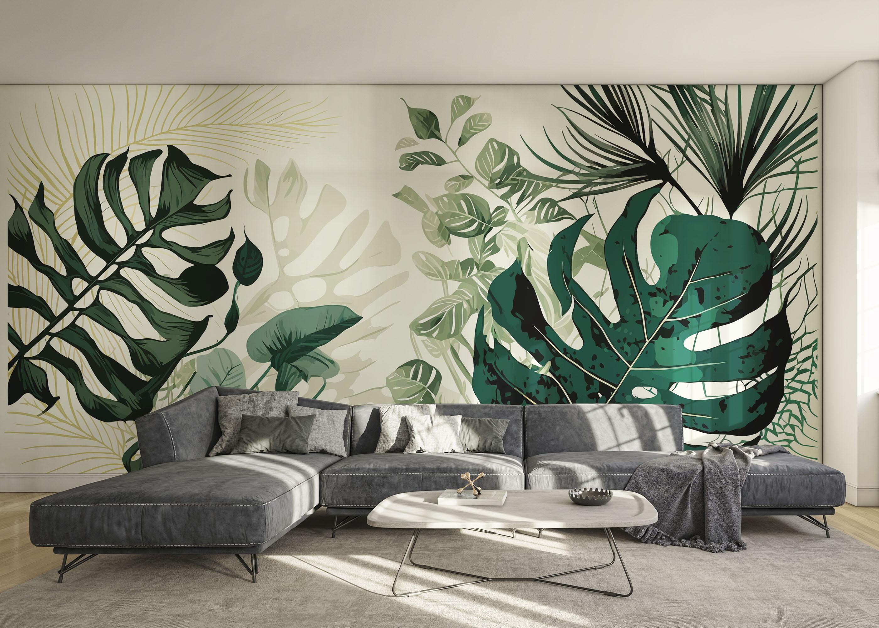 Fototapete Big Green Leaves mockup 0