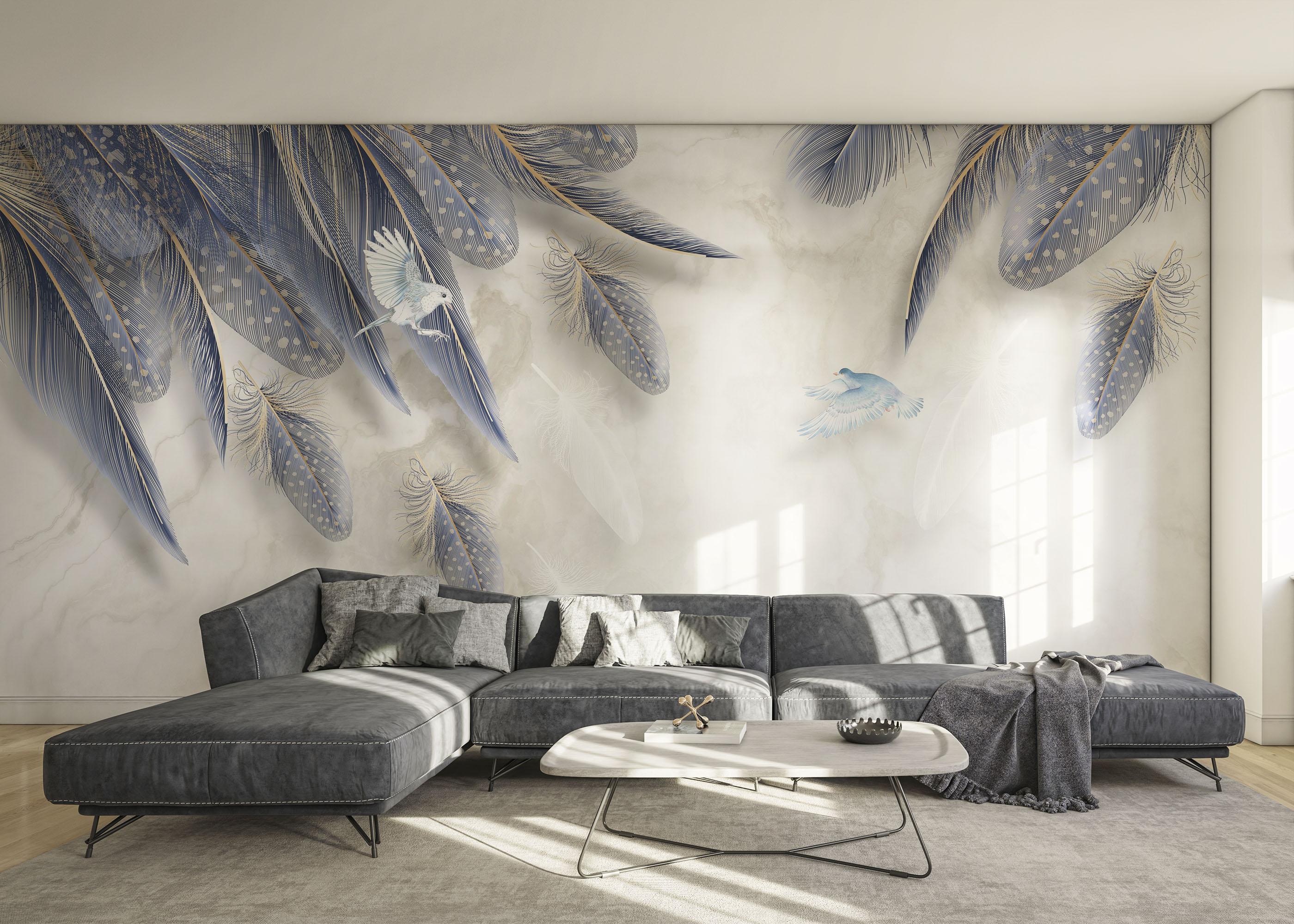 Fototapete Blue Feather mockup 0