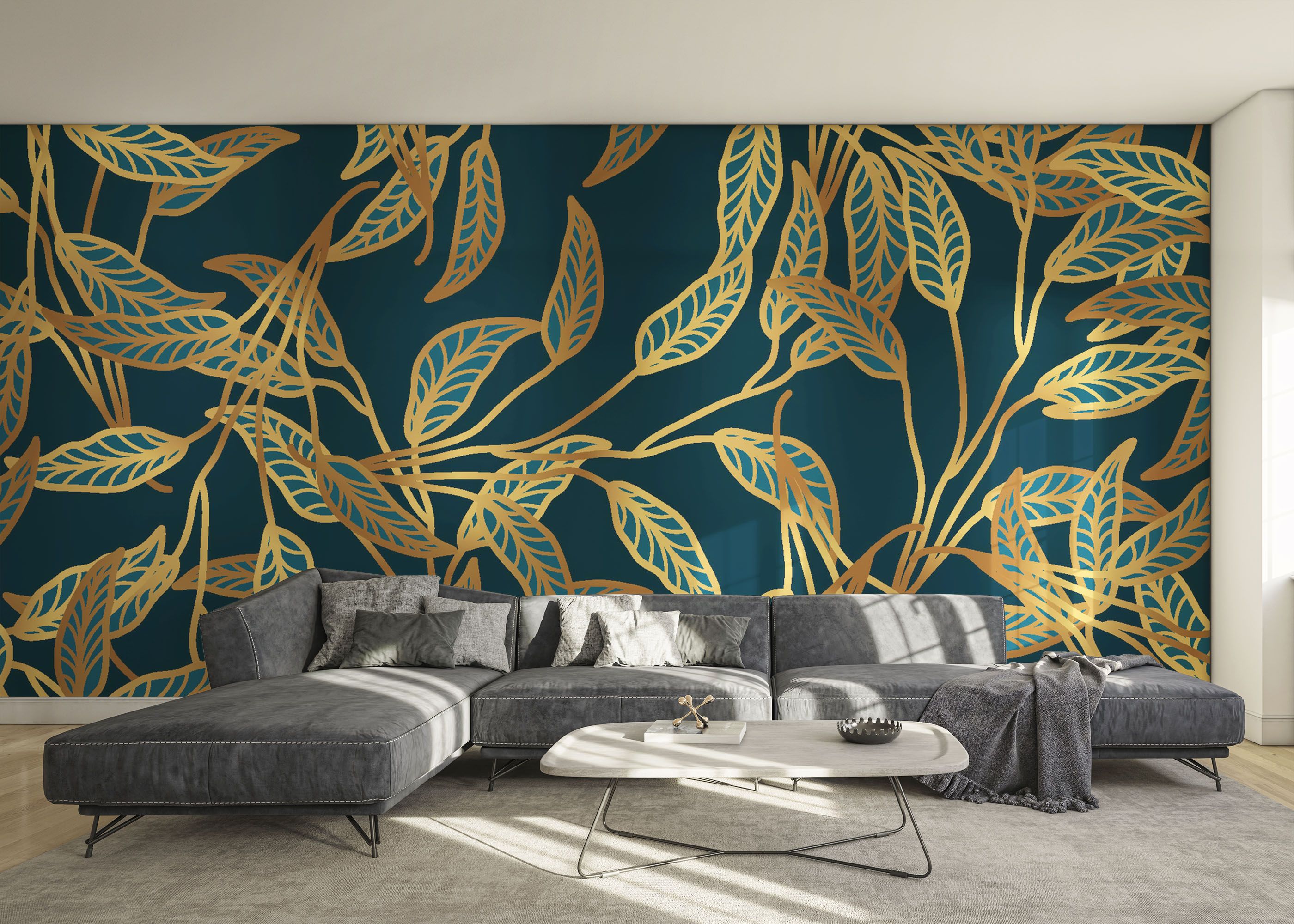 Blue Luxury Leaves mockup 0
