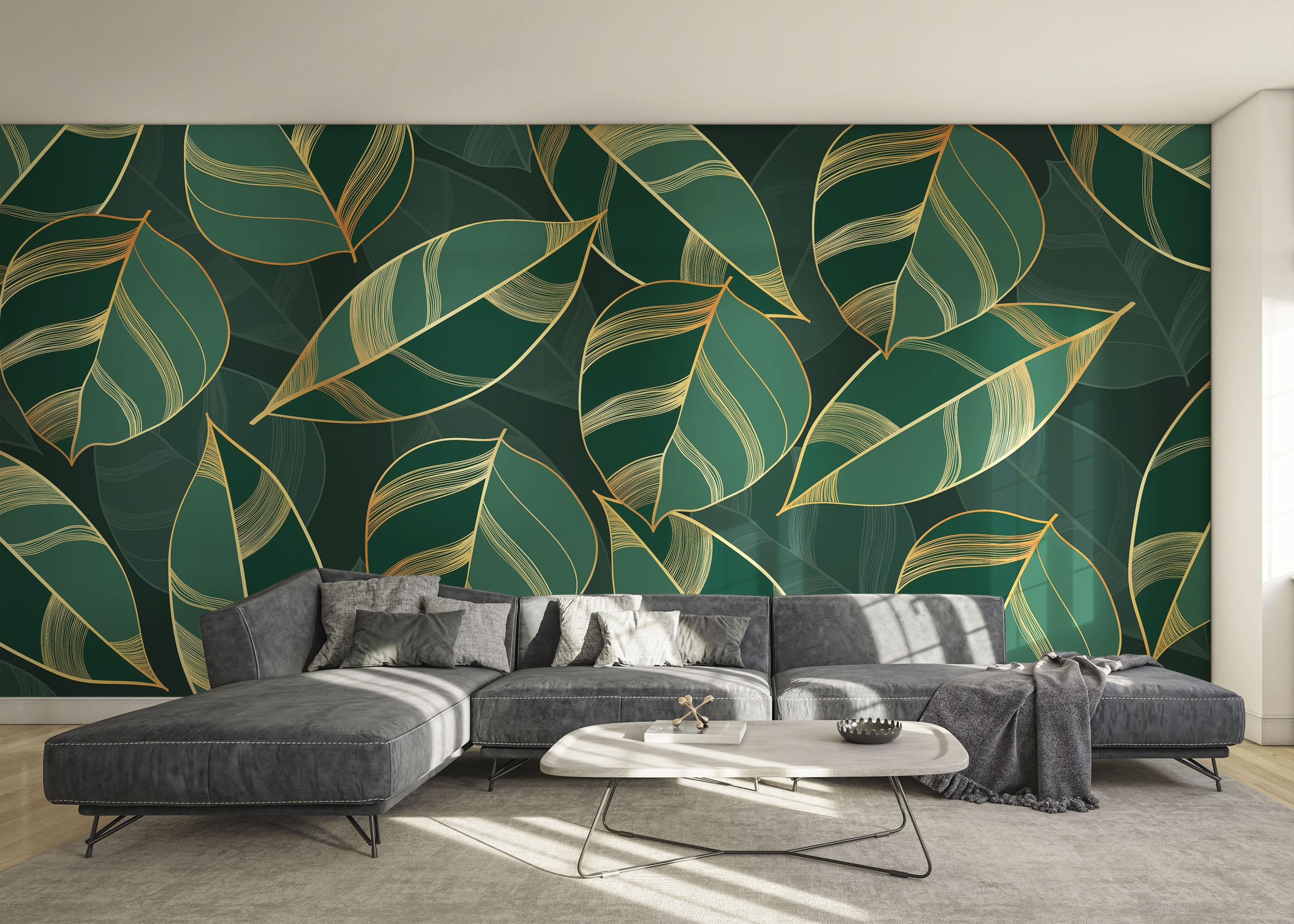 Fototapete Circle Green Leaves mockup 0