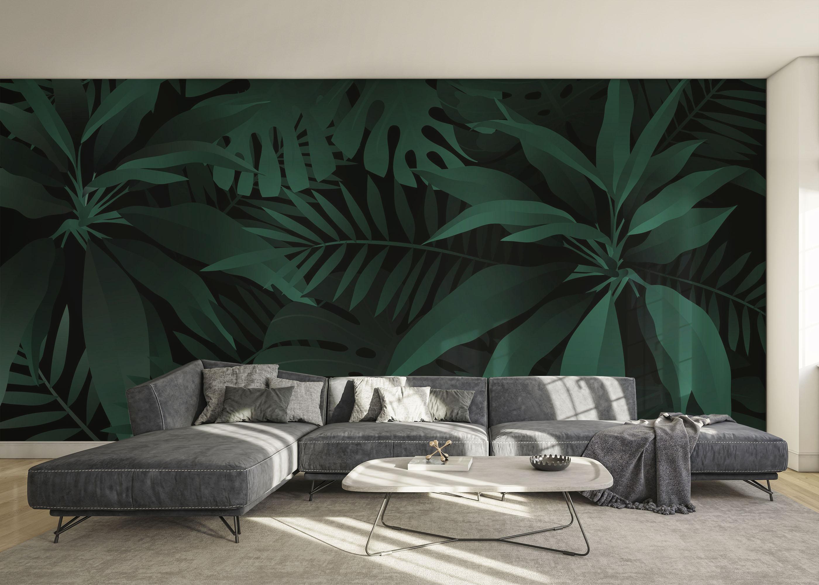 Fototapete Dark Green Leaves mockup 0