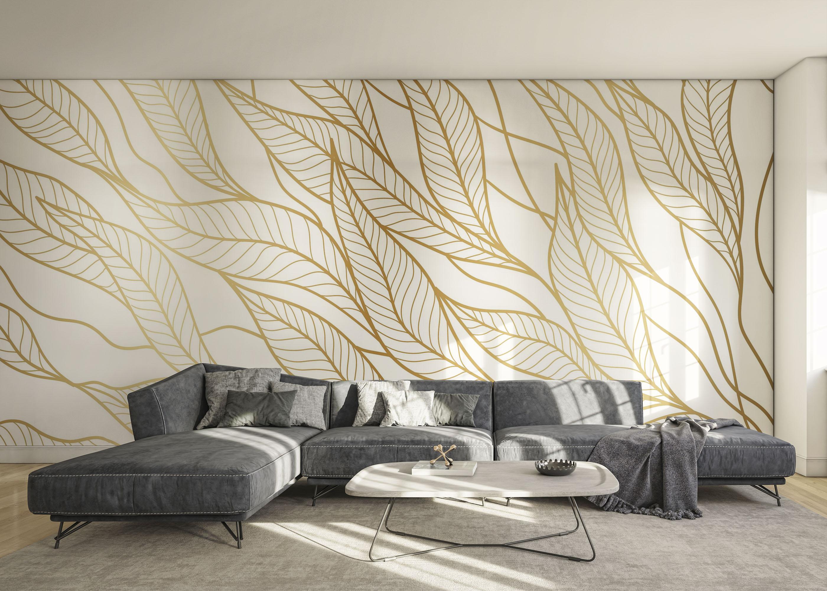 Fototapete Flying Gold Leaves mockup 0