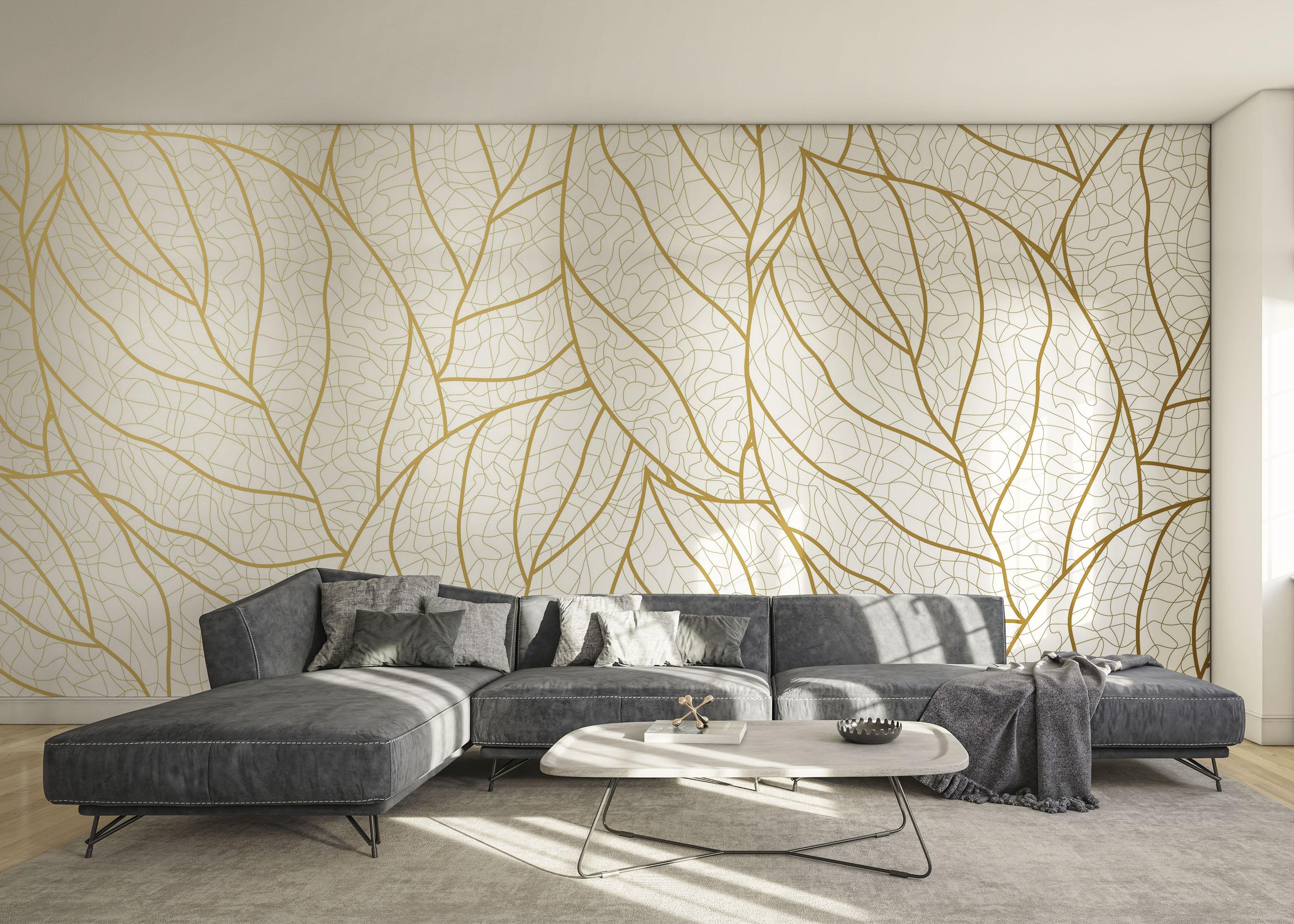 Fototapete Golden Abstract Leaf mockup 0