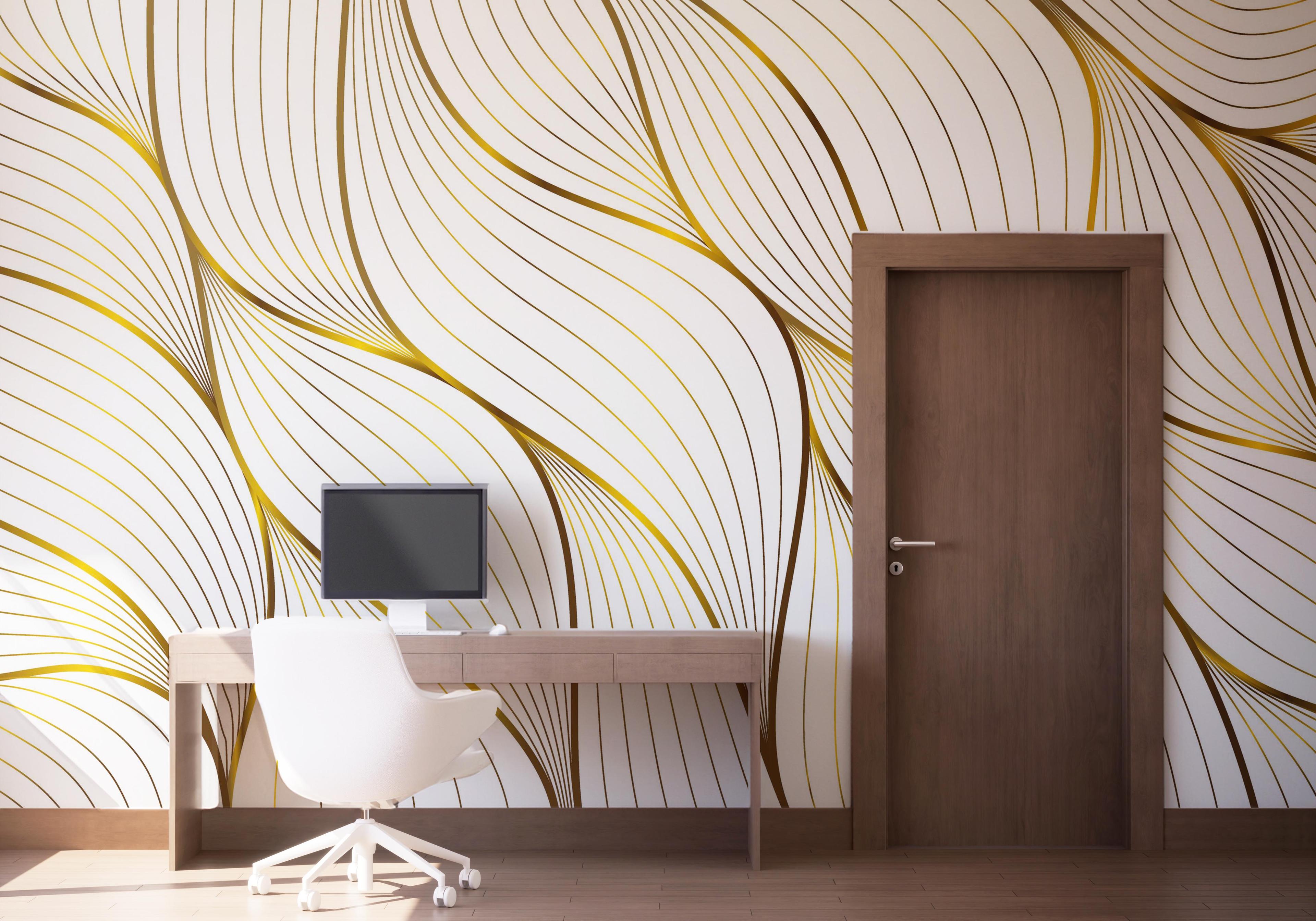 Fototapete Abstract Gold Leaves mockup 1