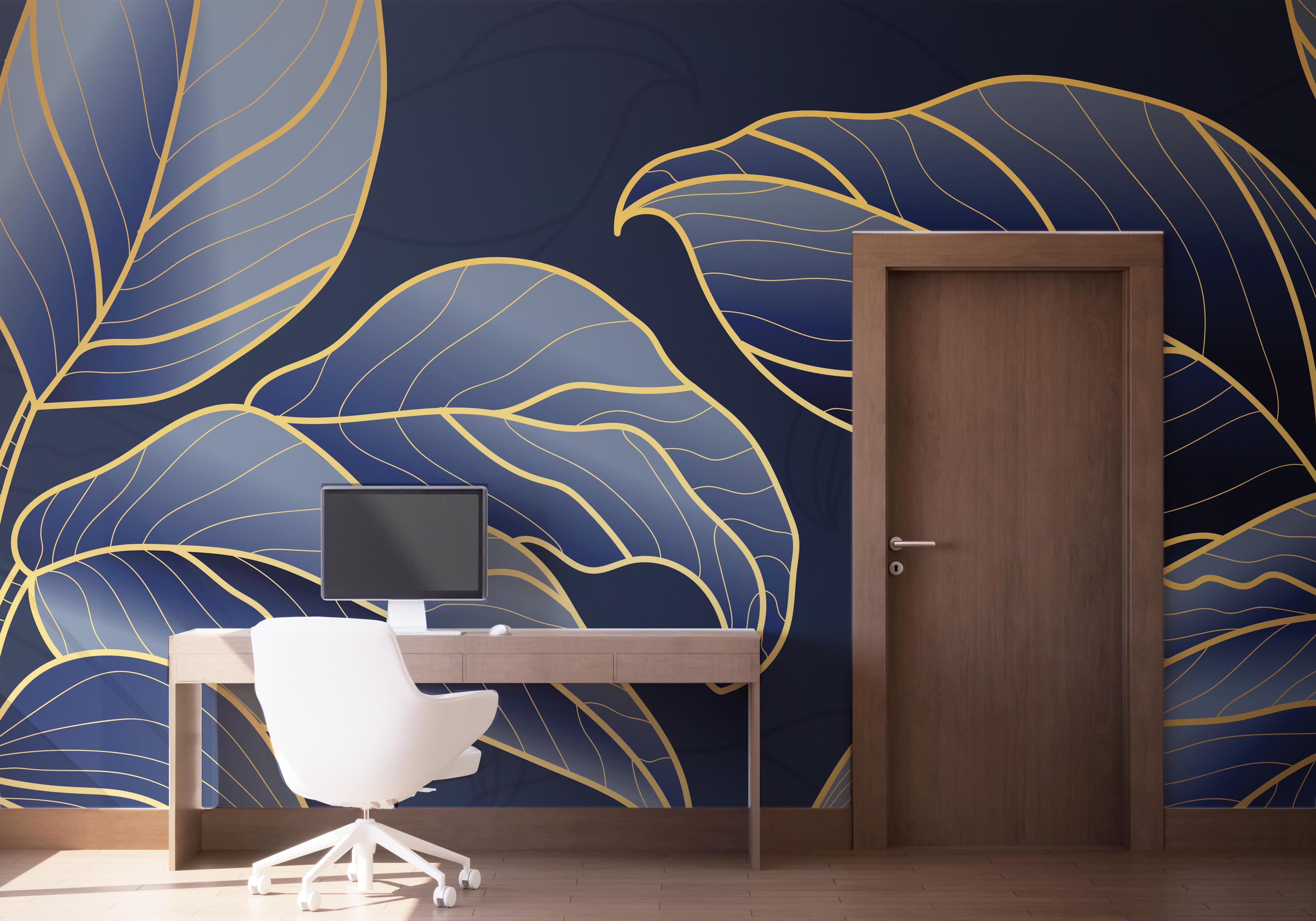 Fototapete Blue Line Art mockup 1