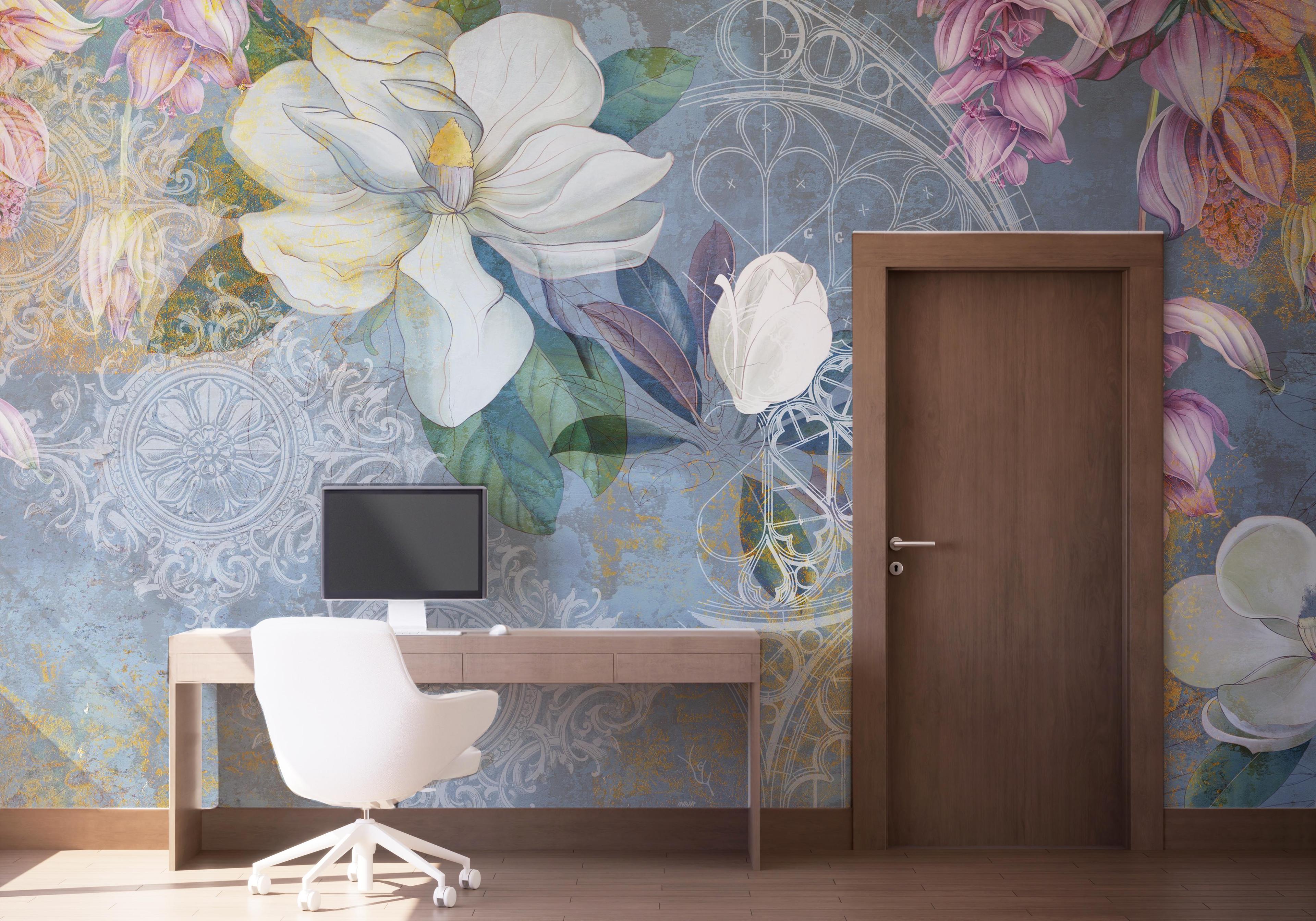 Fototapete Blue Rosette mockup 1