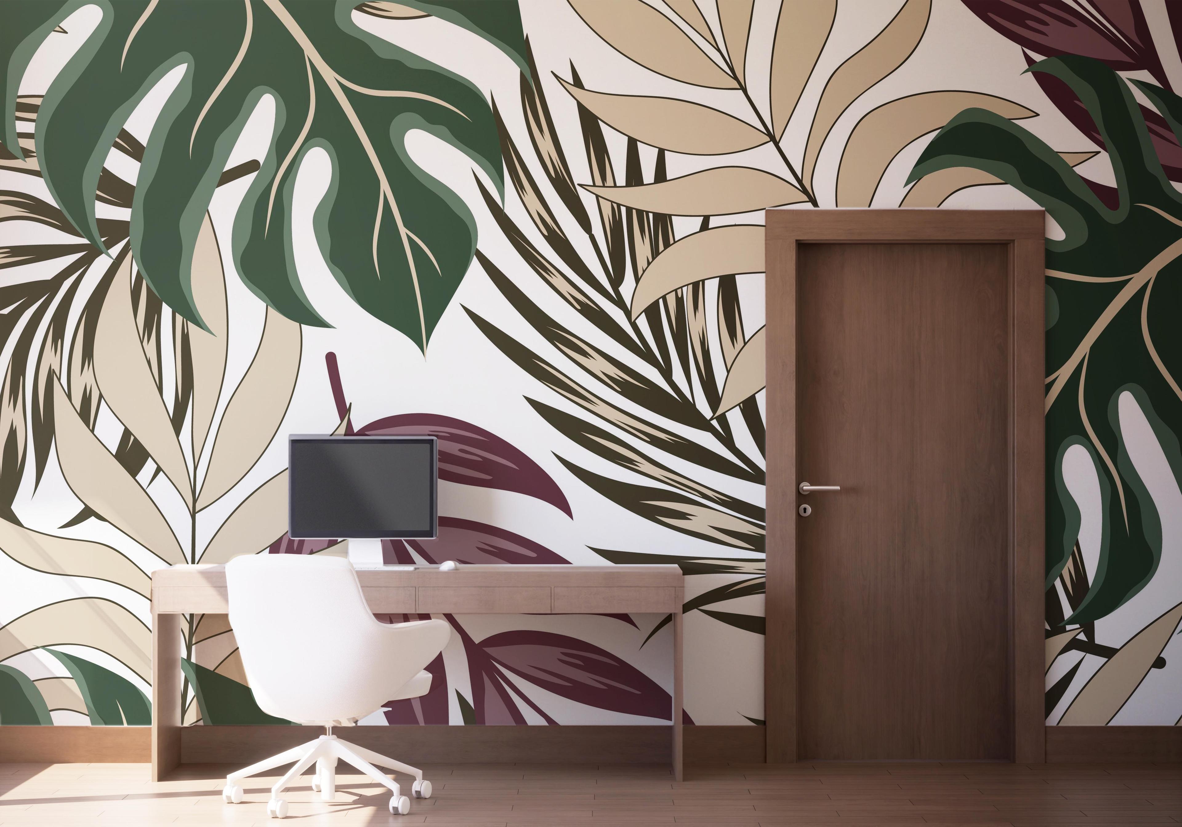 Fototapete Burgundy Green Leaf mockup 1