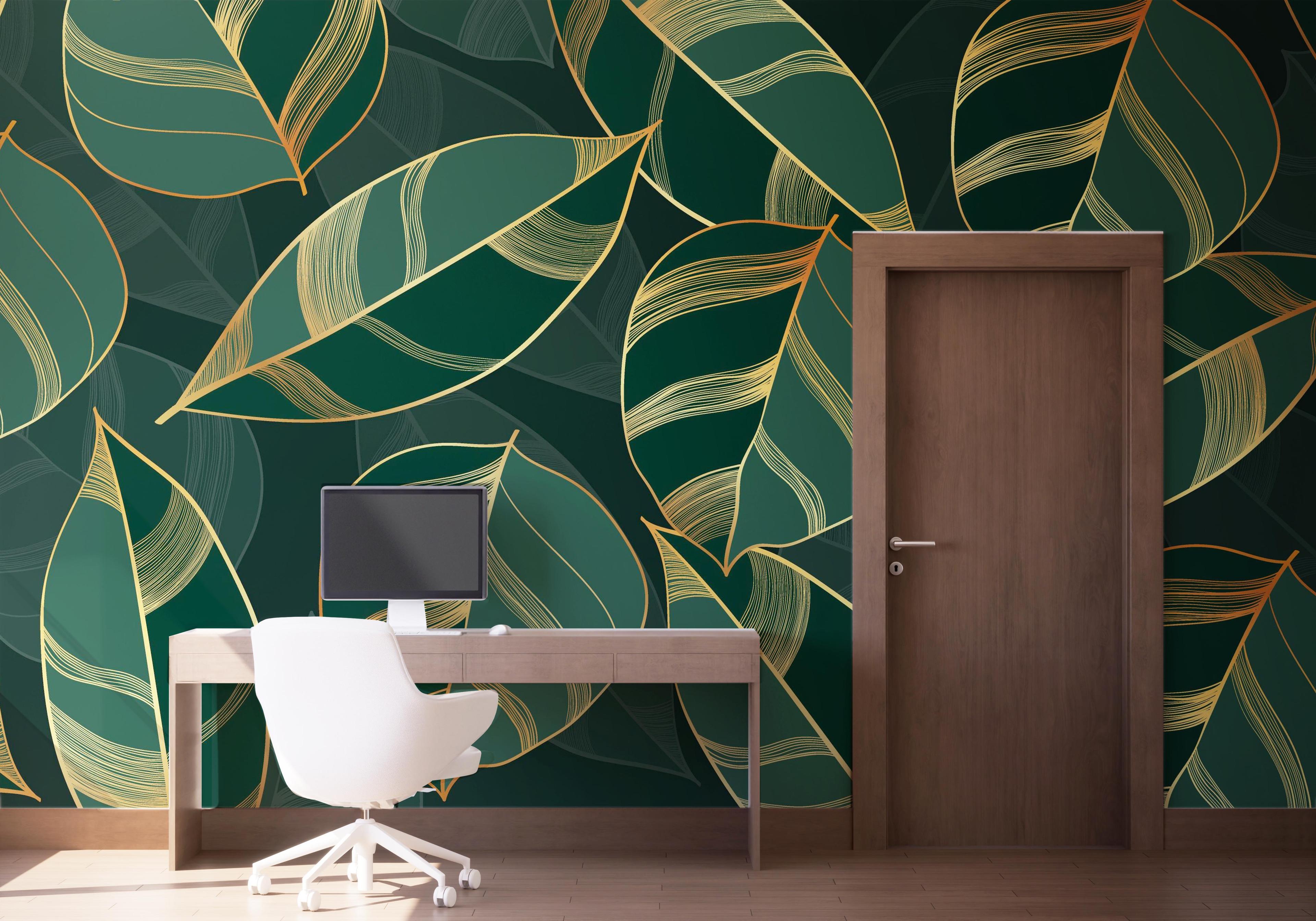 Fototapete Circle Green Leaves mockup 1