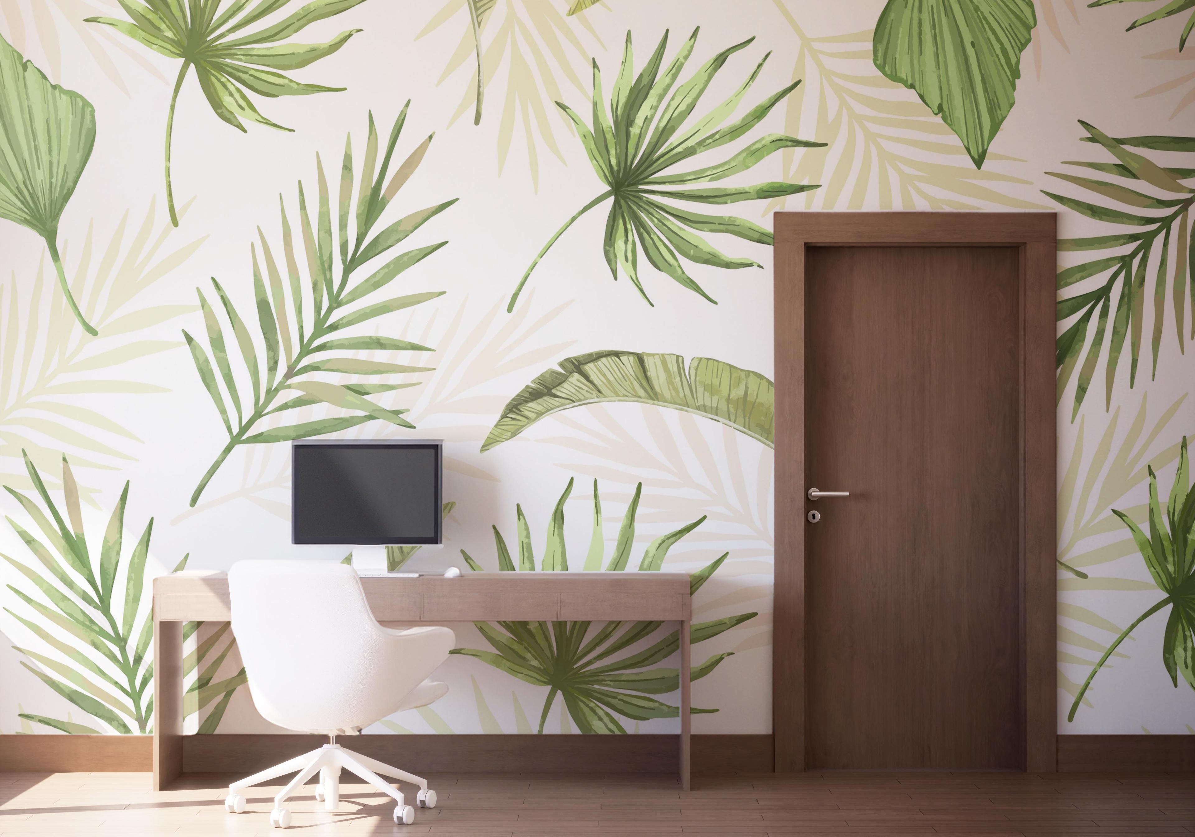 Fototapete Floating Green Leaves mockup 1