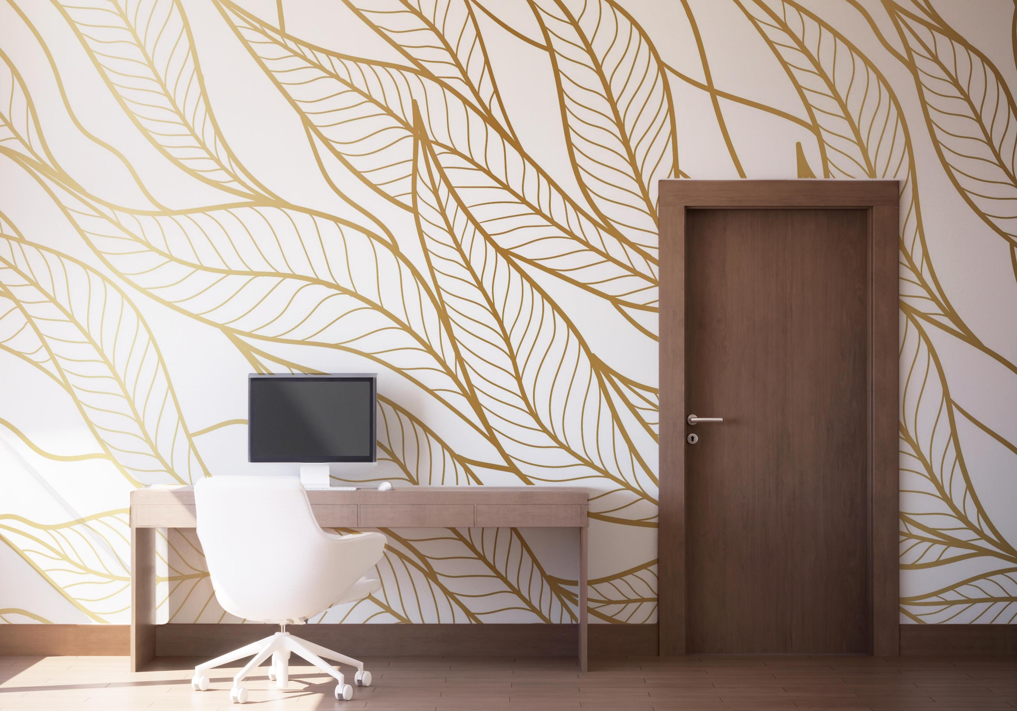 Fototapete Flying Gold Leaves mockup 1