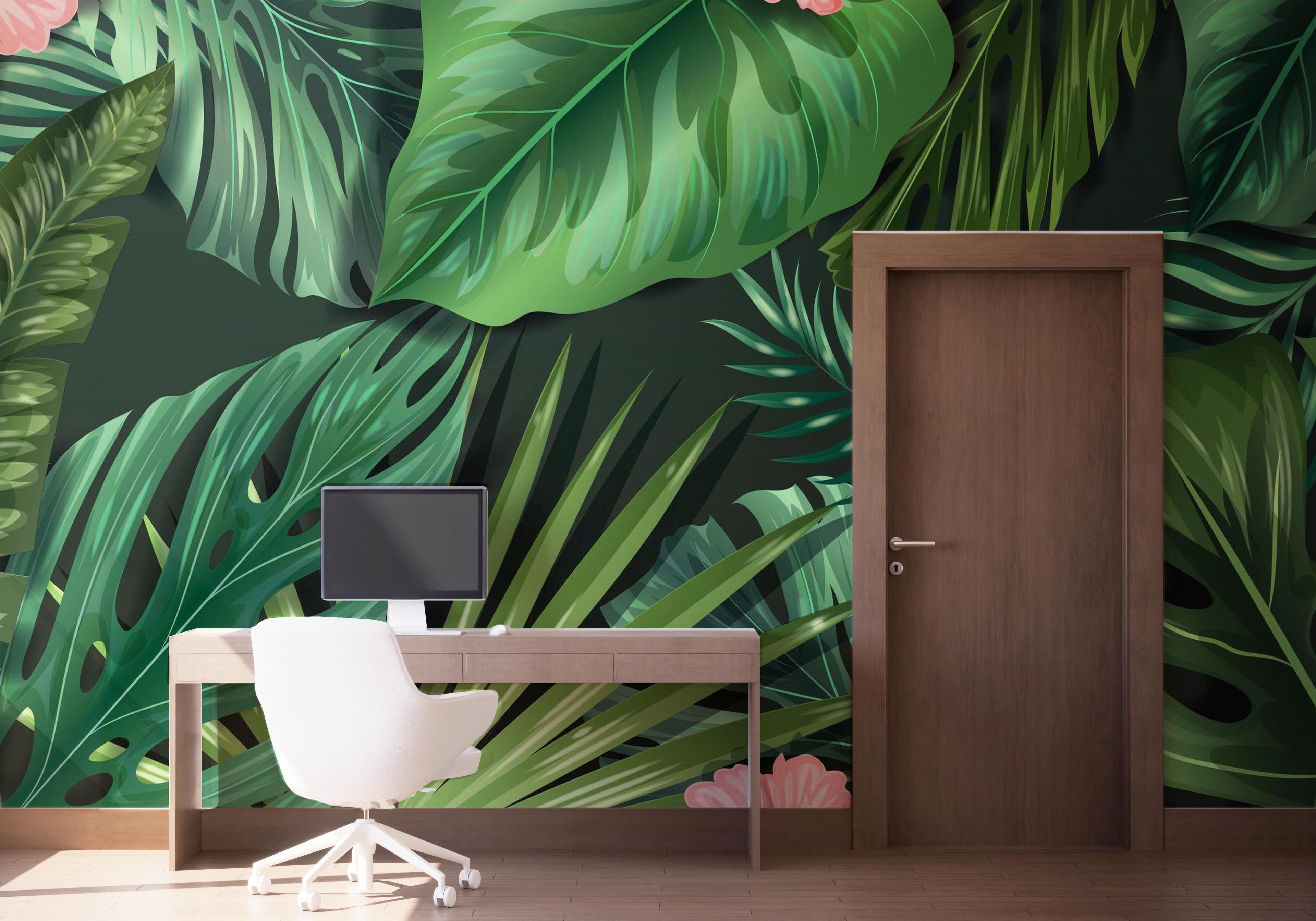 Fototapete Leaves Pink Plant mockup 1