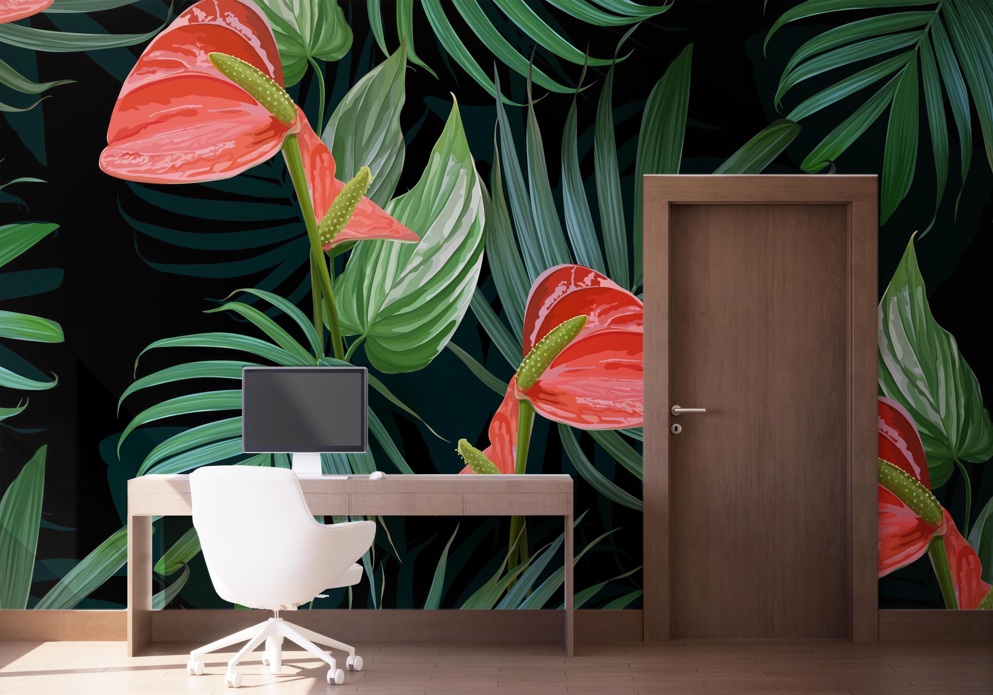 Fototapete Realistic Tropical Leaf mockup 1