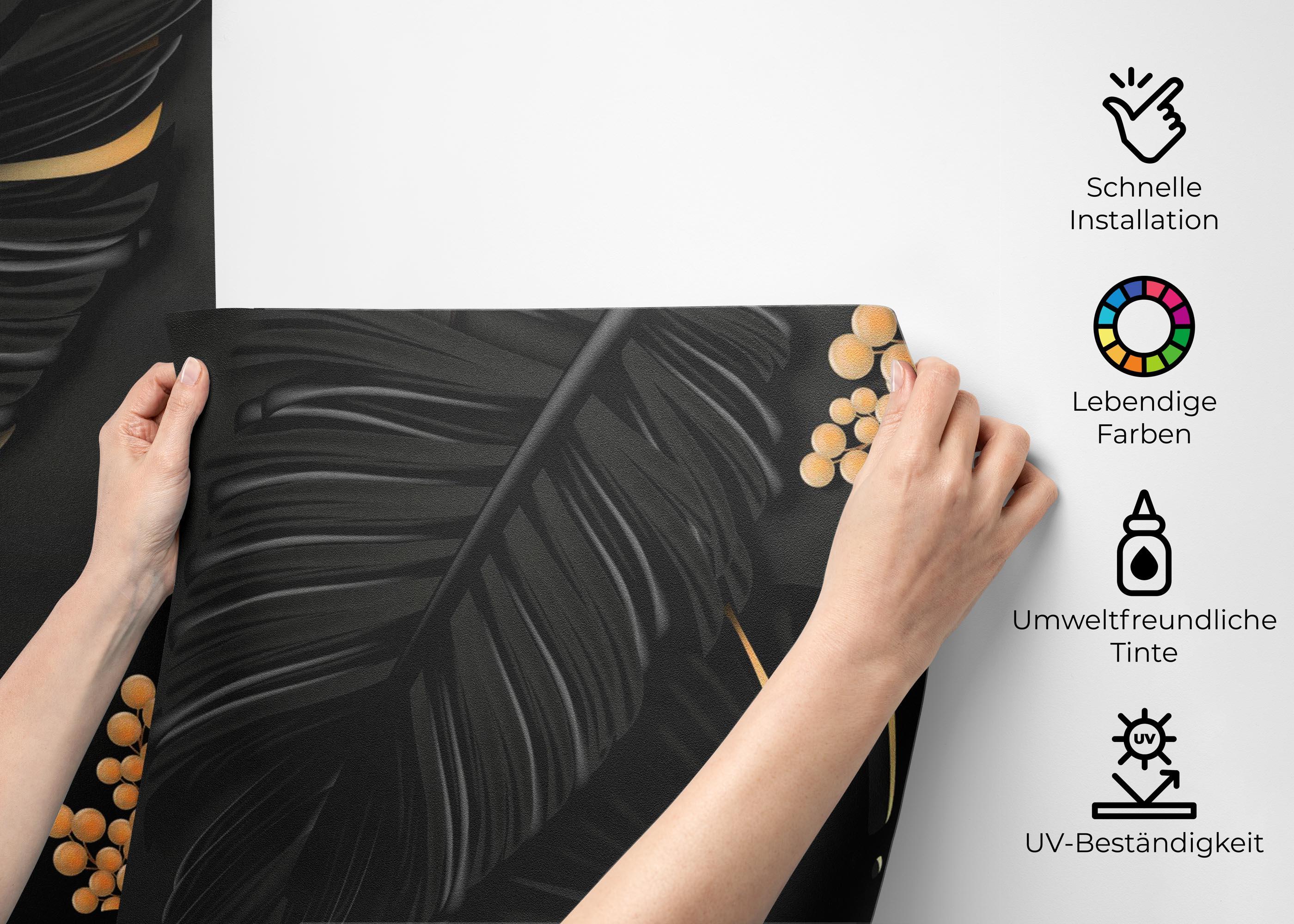 Fototapete Black Gold Leaf Art mockup 2