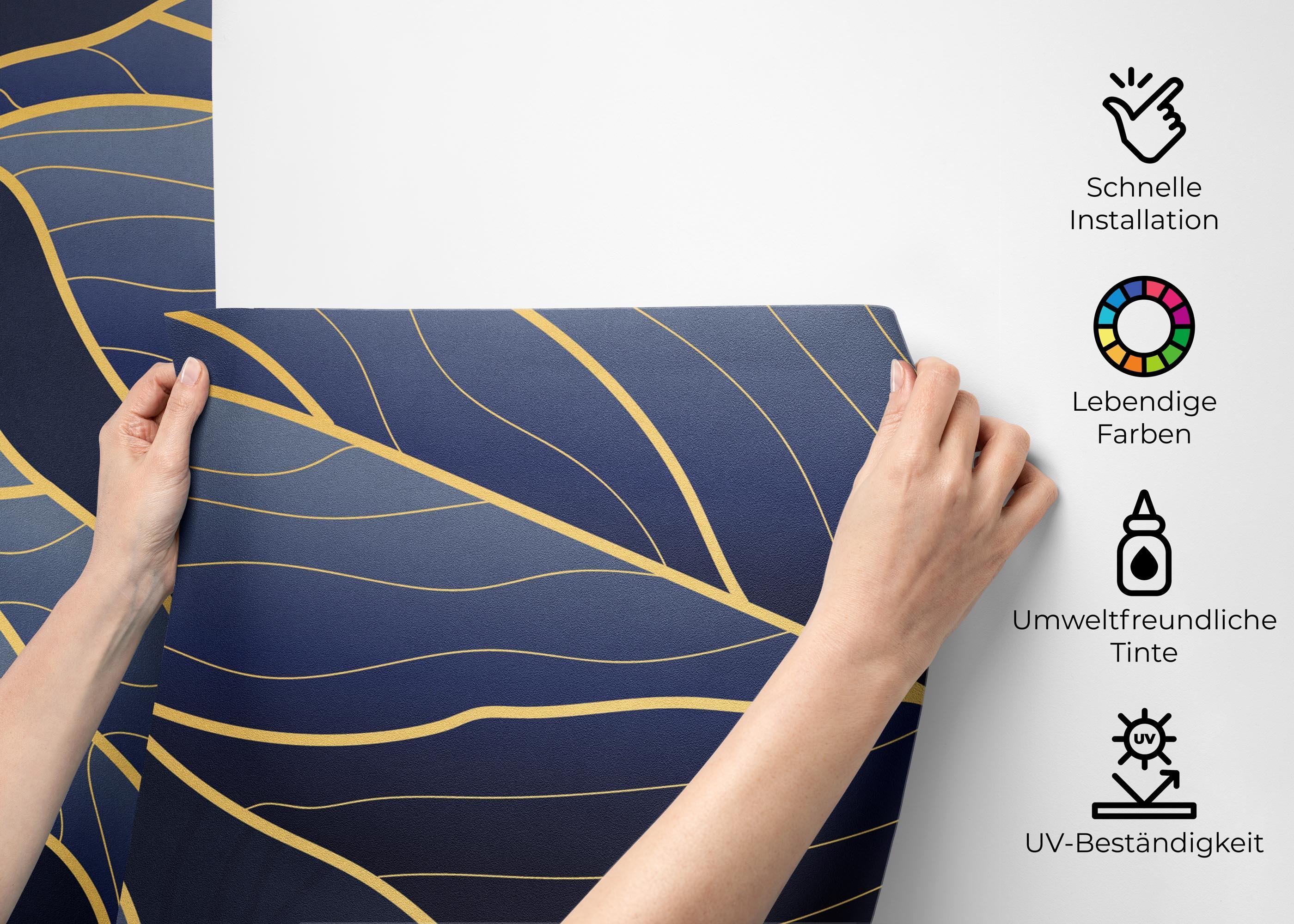 Fototapete Blue Line Art mockup 2