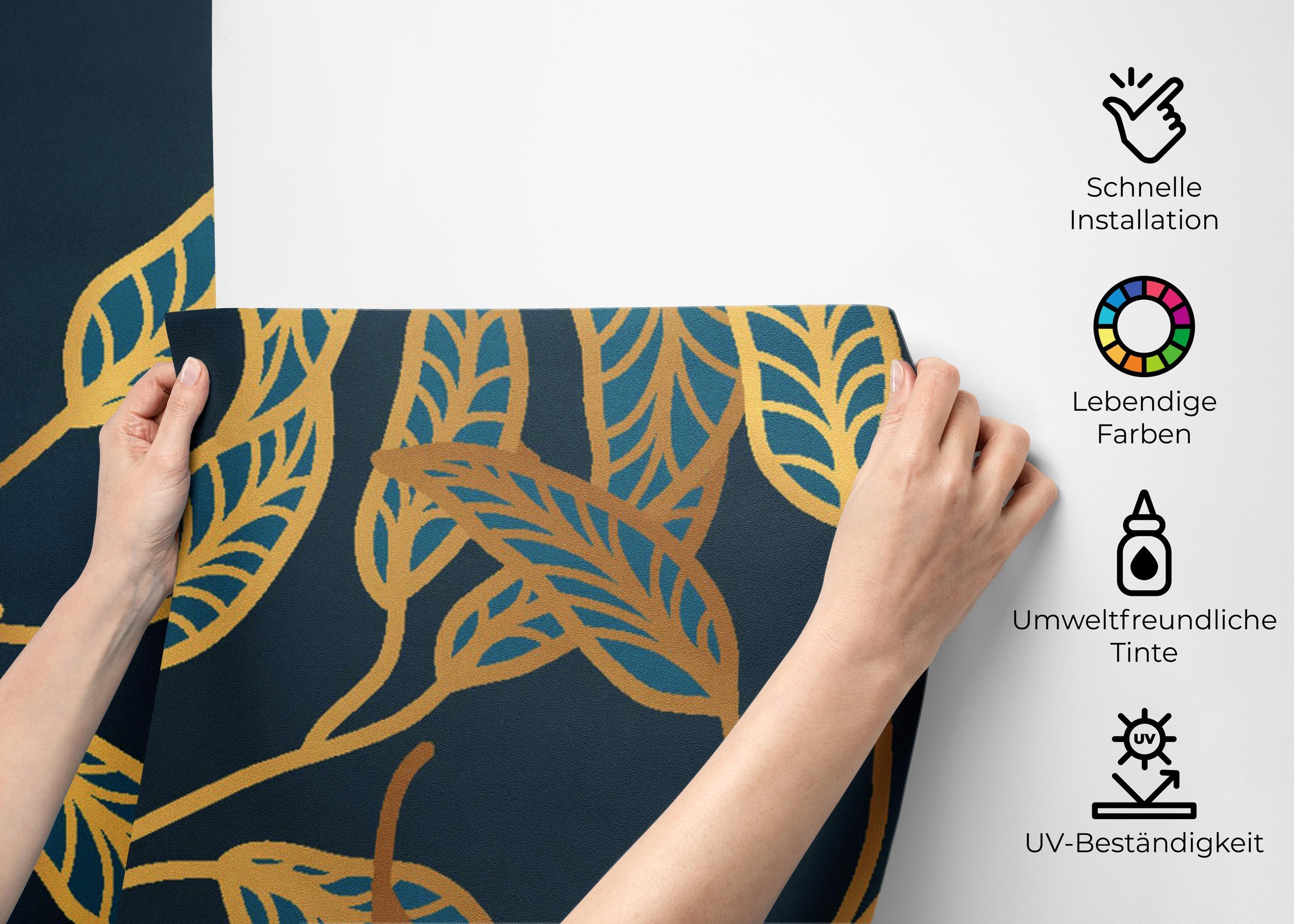 Fototapete Blue Luxury Leaves mockup 2