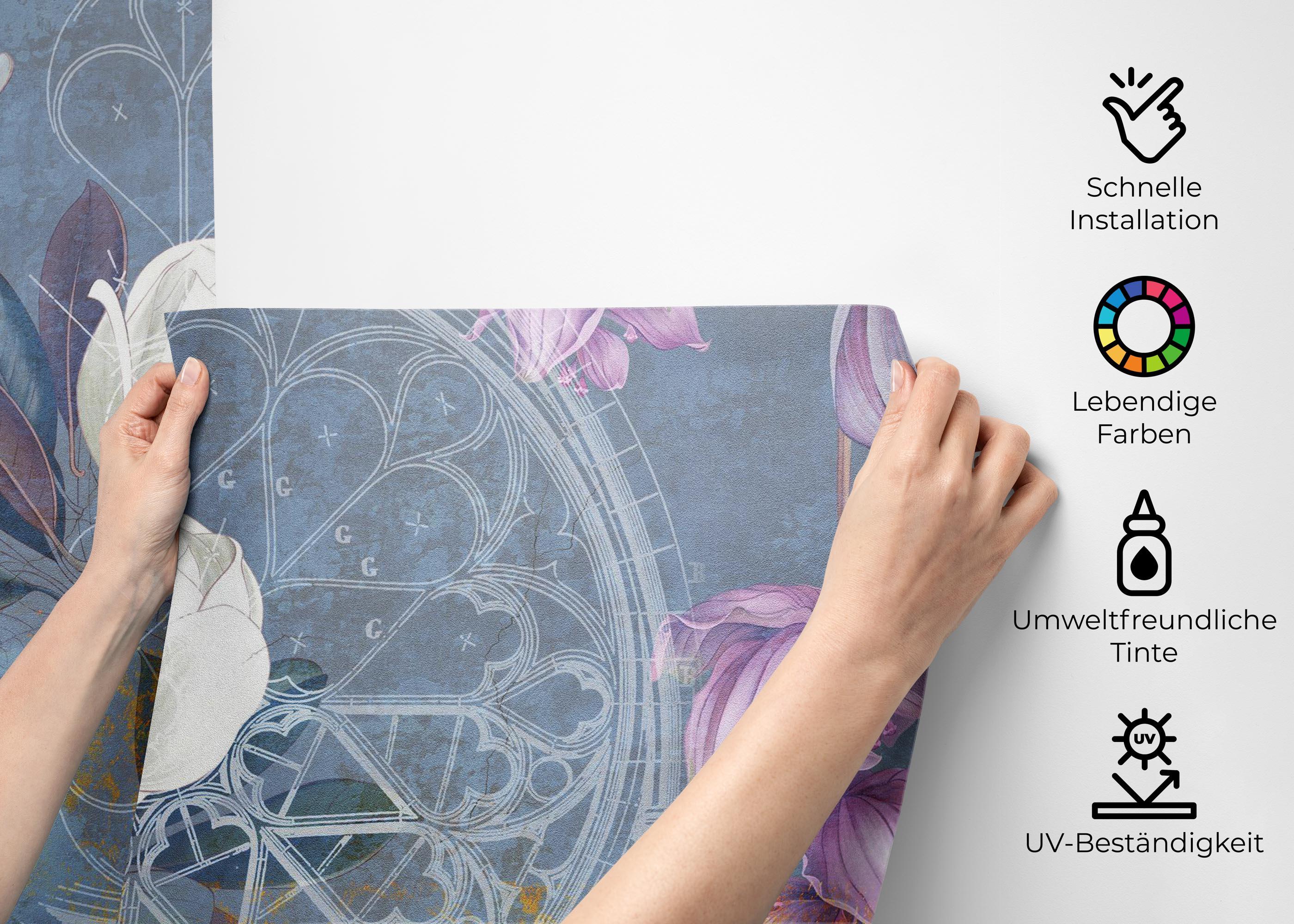 Fototapete Blue Rosette mockup 2