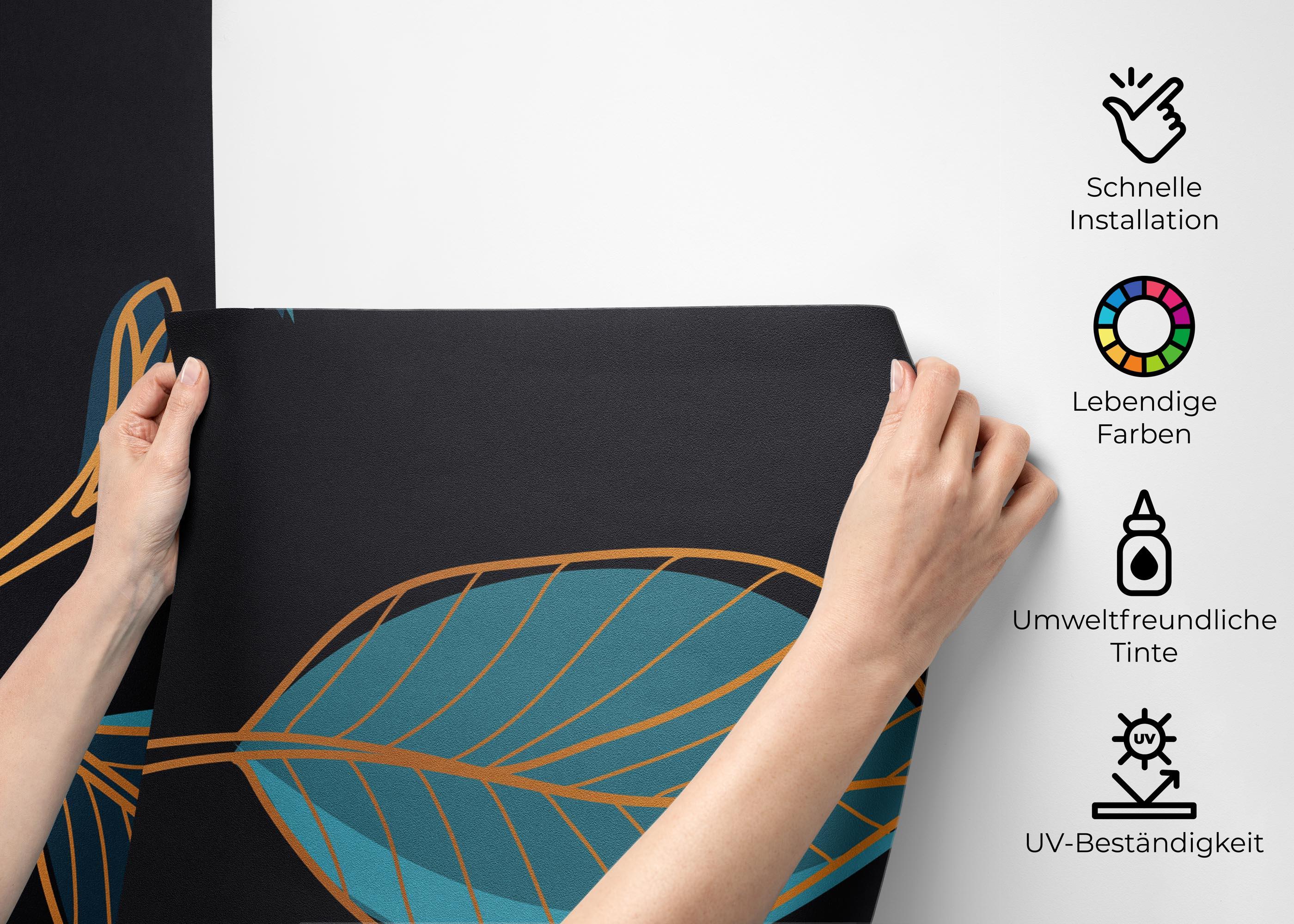 Fototapete Blue Shades Leaves mockup 2